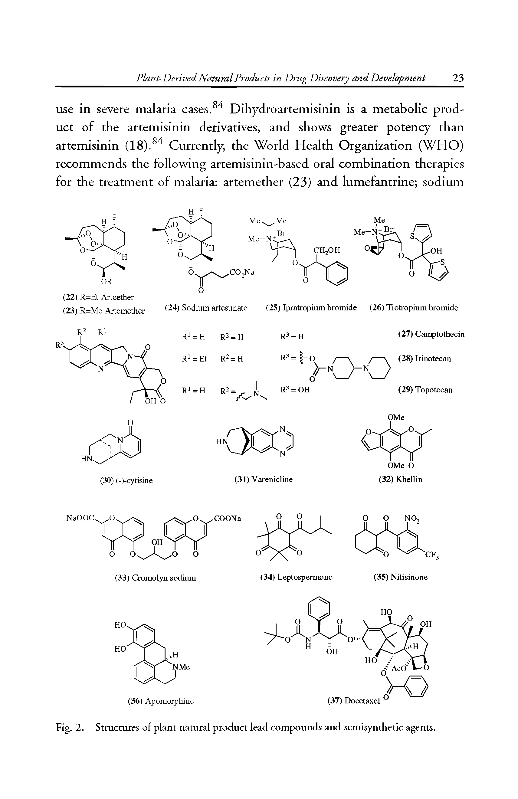Fig. 2. Structures of plant natural product lead compounds and semisynthetic agents.