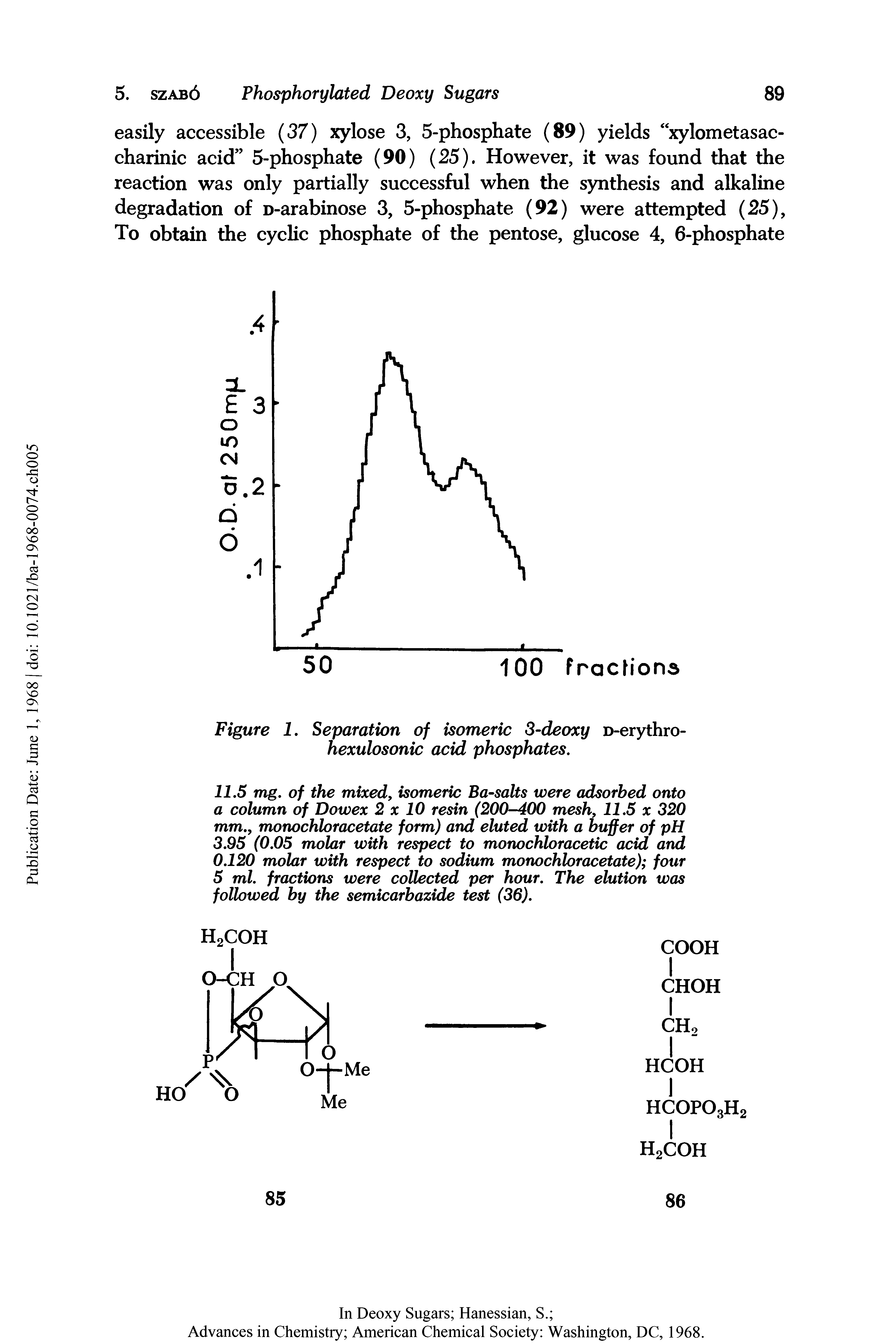 Figure 1. Separation of isomeric S-deoxy D-erythro-hexulosonic acid phosphates.