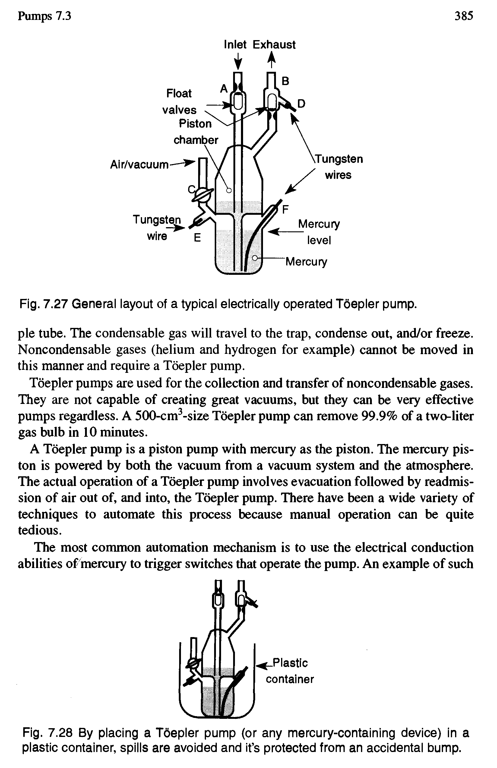 Fig. 7.27 General layout of a typical electrically operated Toepler pump.