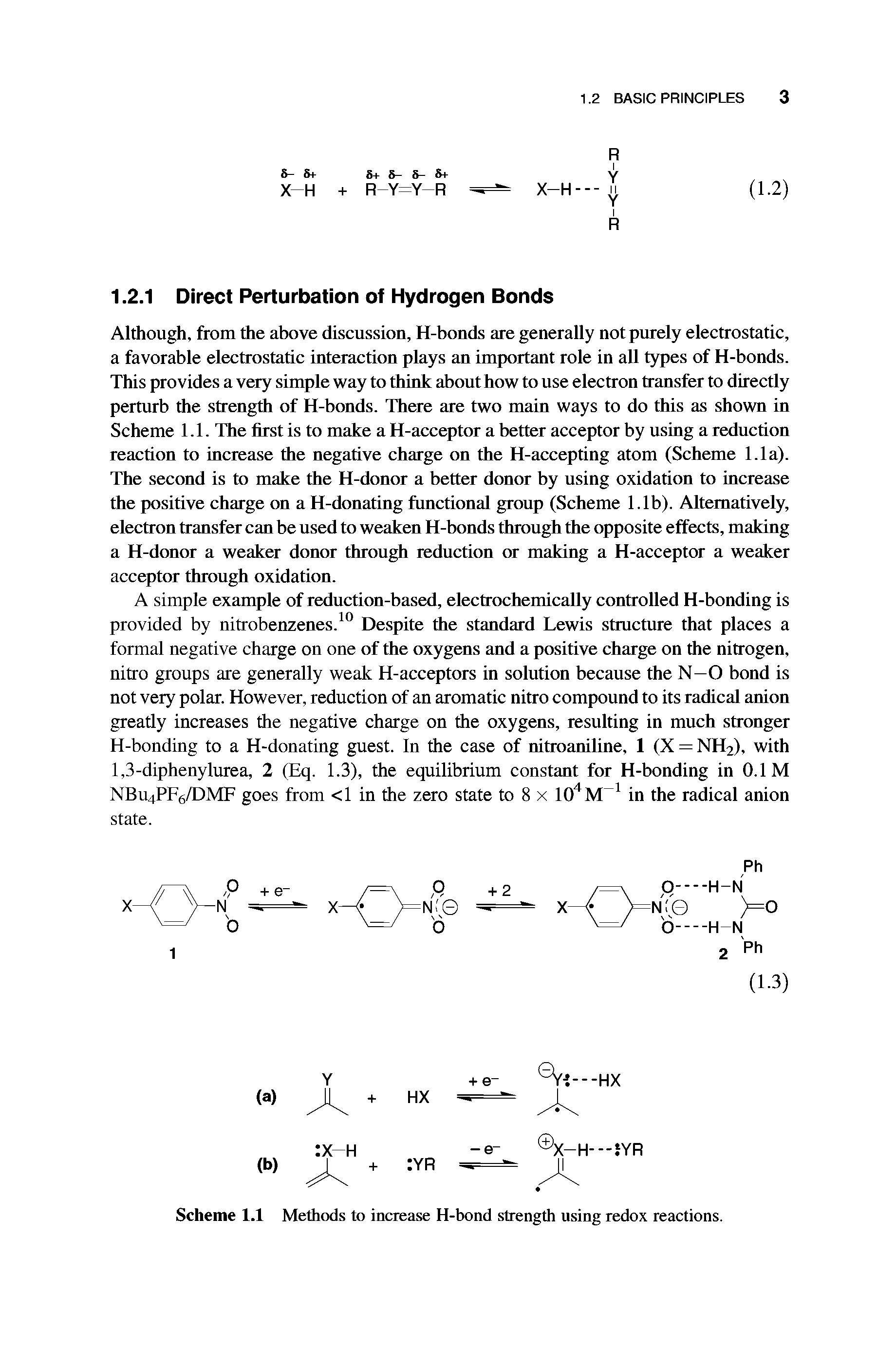 Scheme 1.1 Methods to increase H-bond strength using redox reactions.