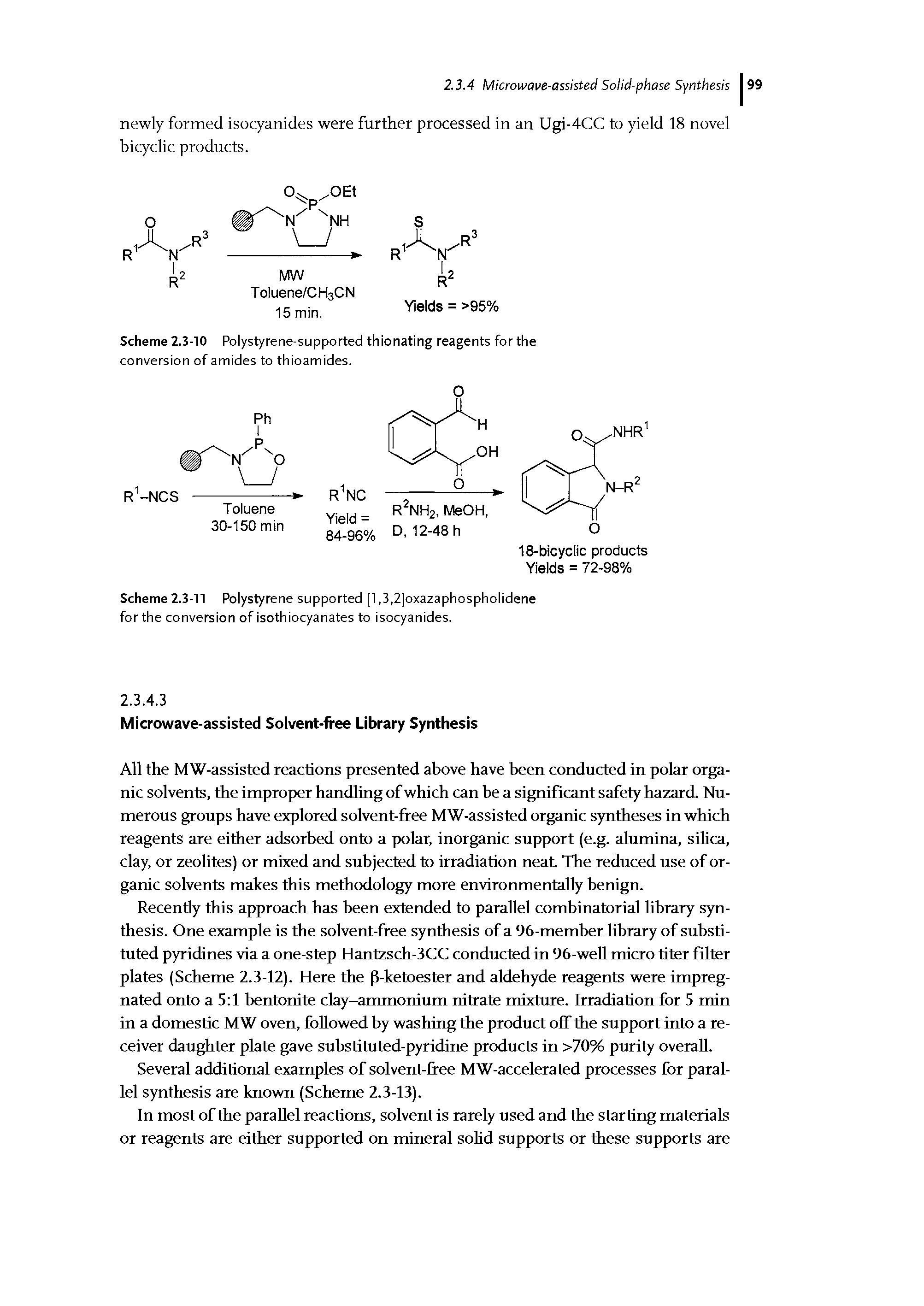 Scheme 2.3-10 Polystyrene-supported thionating reagents for the conversion of amides to thioamides.
