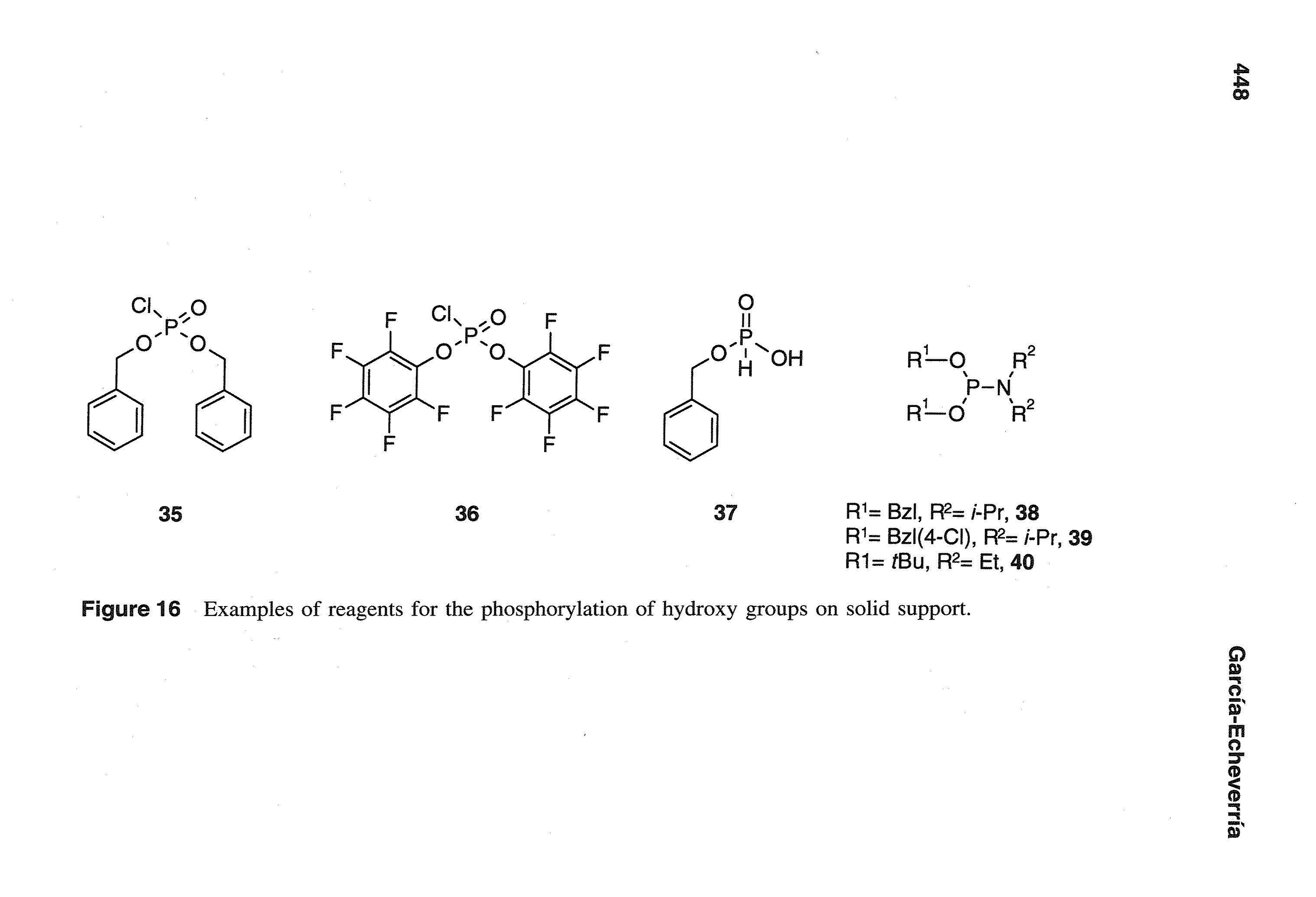 Figure 16 Examples of reagents for the phosphorylation of hydroxy groups on solid support.