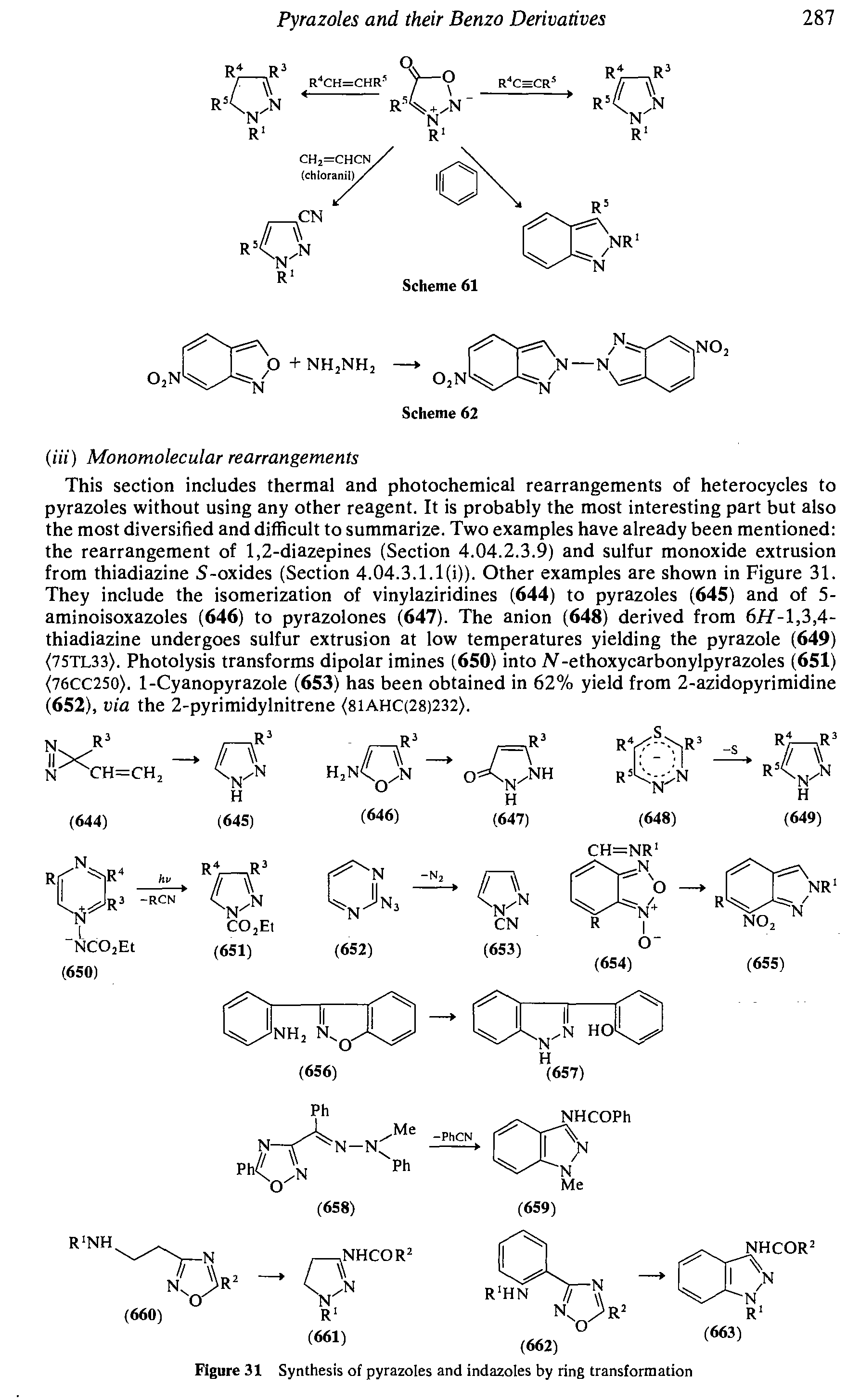 Figure 31 Synthesis of pyrazoles and indazoles by ring transformation...