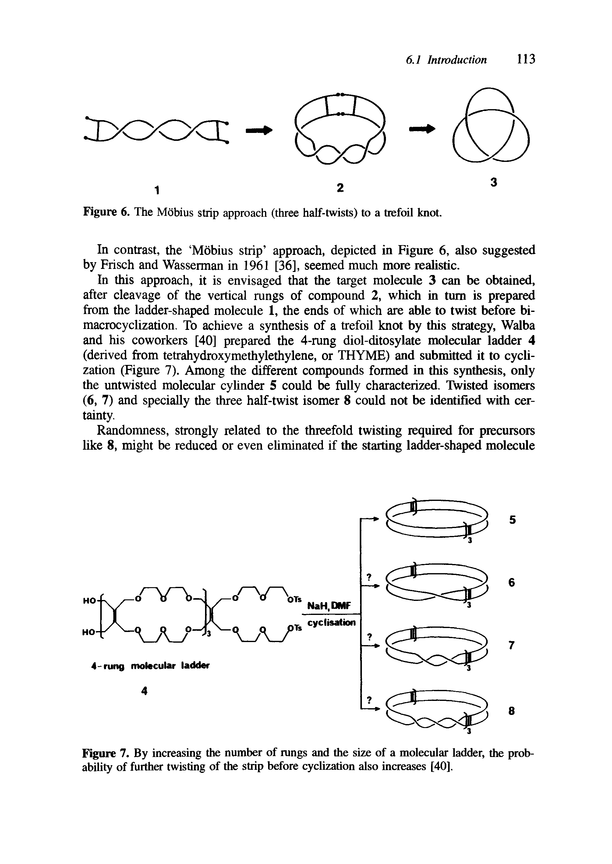 Figure 7. By increasing the number of rungs and the size of a molecular ladder, the probability of further twisting of the strip before cyclization also increases [40],...