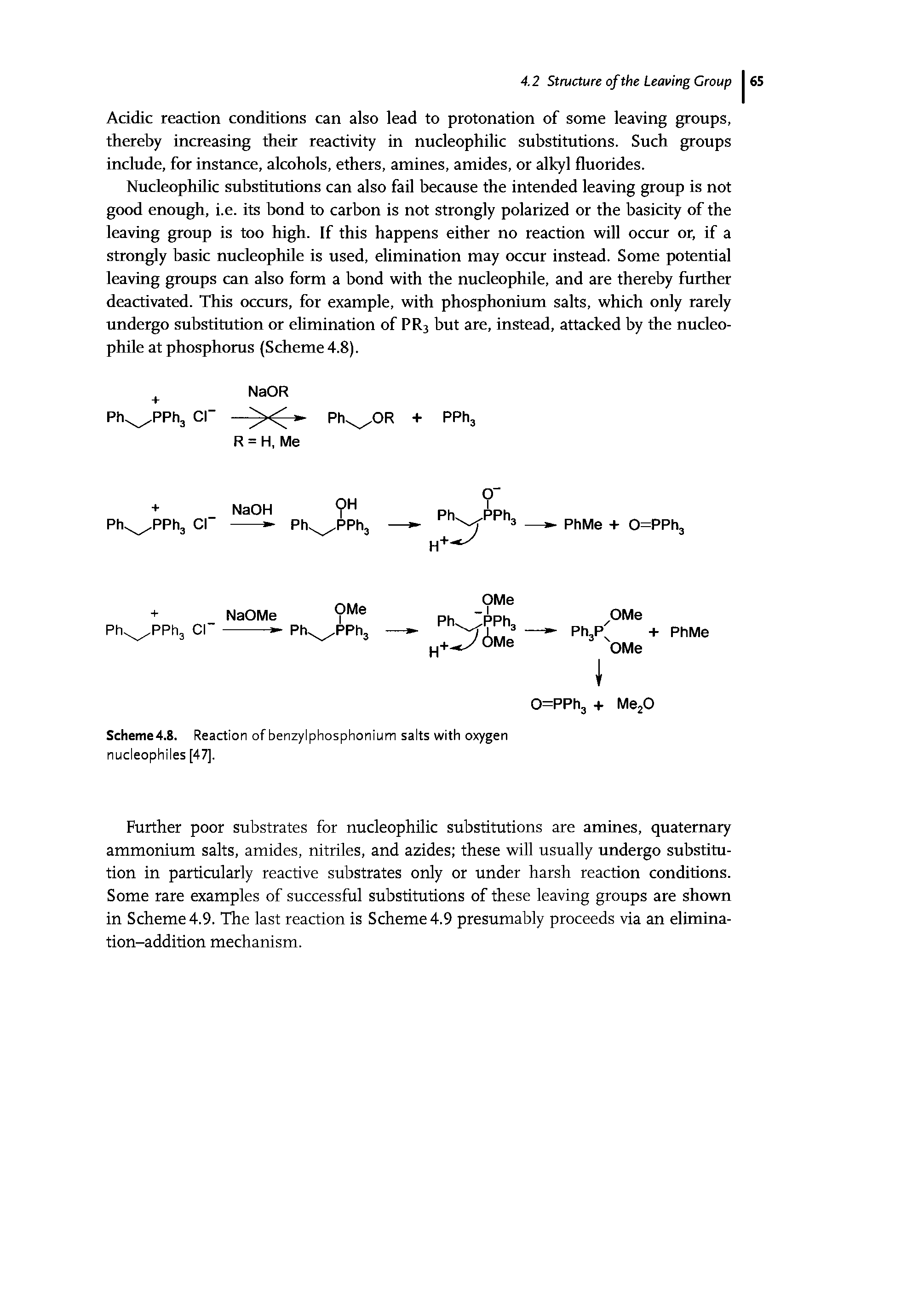 Scheme4.8. Reaction of benzylphosphonium salts with oxygen nucleophiles [47].