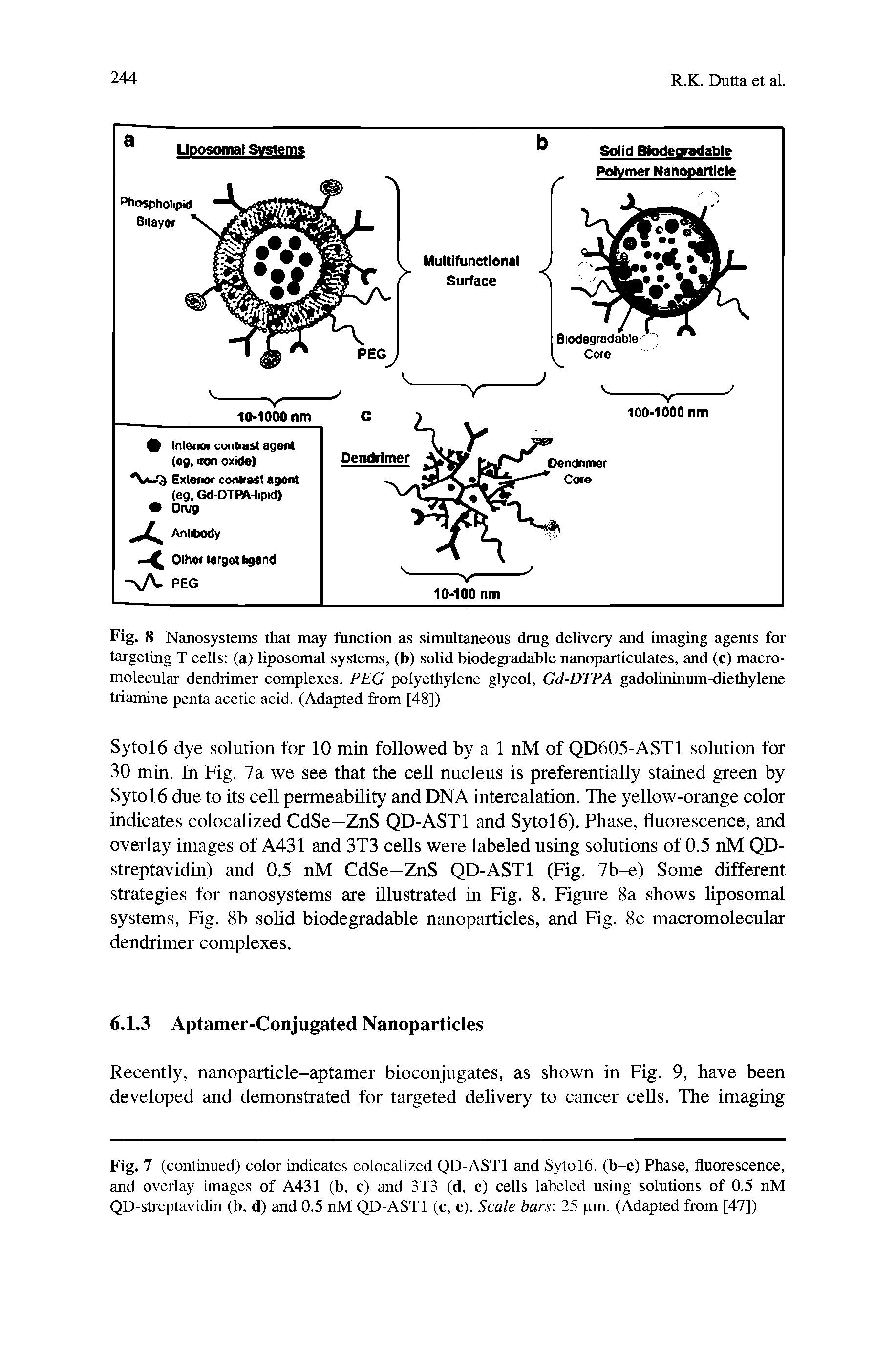 Fig. 8 Nanosystems that may function as simultaneous drug delivery and imaging agents for targeting T cells (a) liposomal systems, (b) solid biodegradable nanoparticulates, and (c) macro-molecular dendrimer complexes. PEG polyethylene glycol, Gd-DTPA gadolininum-diethylene triamine penta acetic acid. (Adapted from [48])...