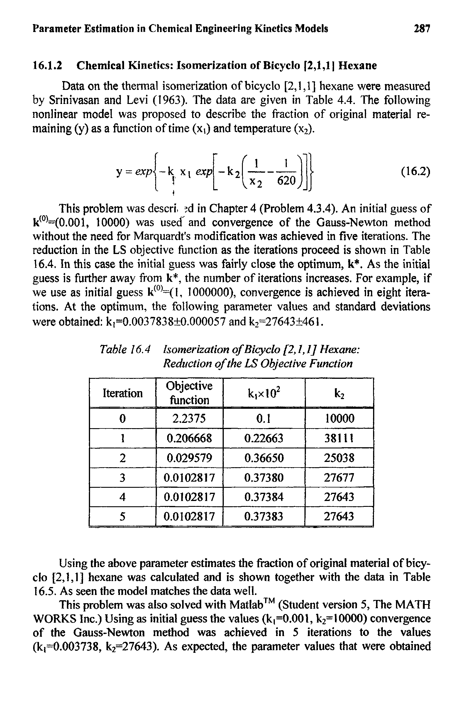 Table 16.4 Isomerization of Bicyclo [2,1,1] Hexane Reduction of the LS Objective Function...