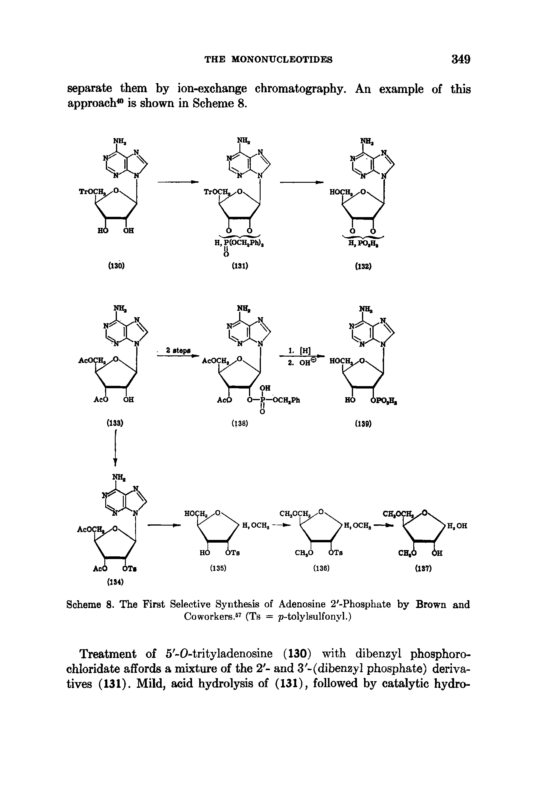 Scheme 8. The First Selective Synthesis of Adenosine 2 -Phosphate by Brown and Coworkers. i (Ts = p-tolylsulfonyl.)...