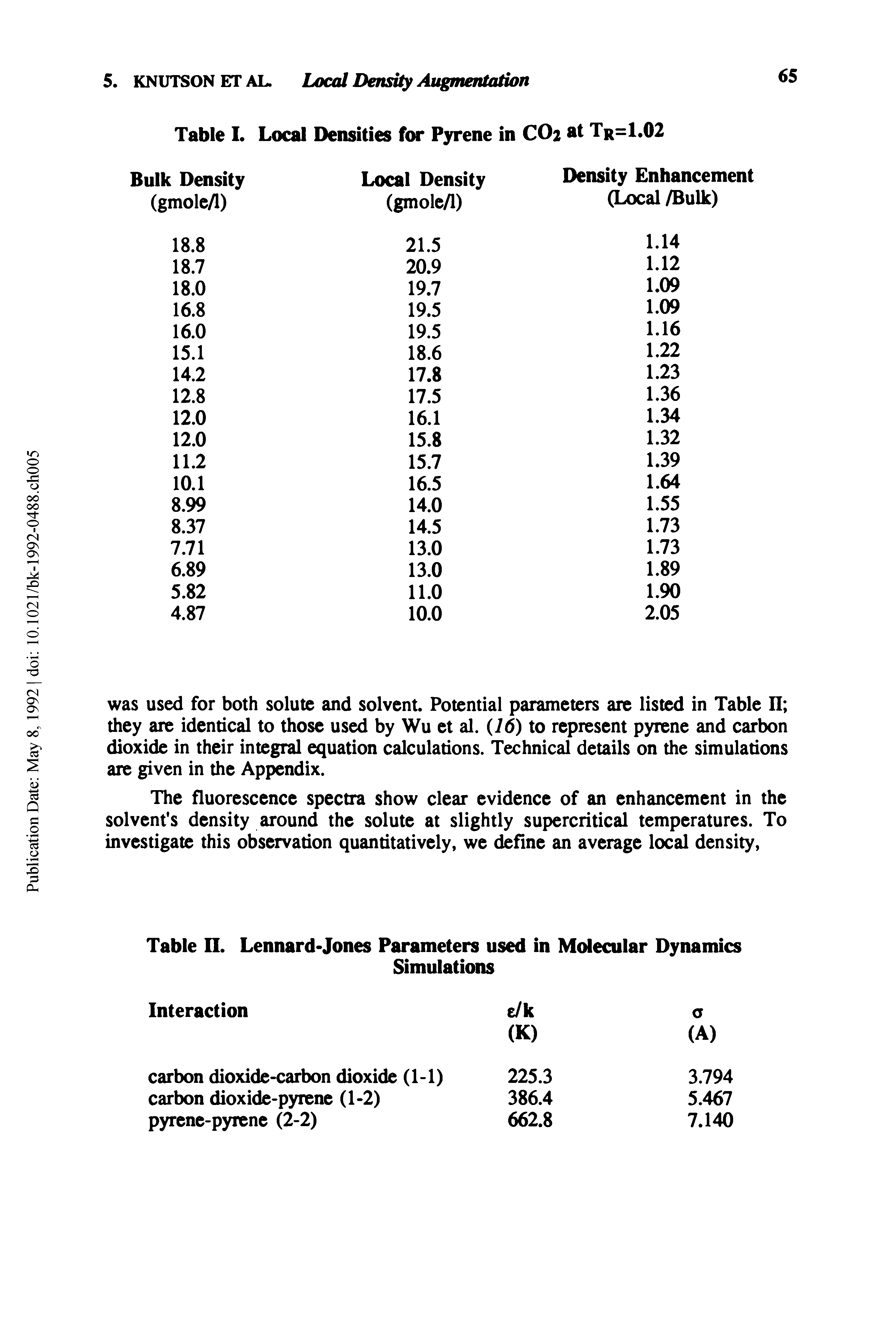 Table II. Lennard-Jones Parameters used in Molecular Dynamics...