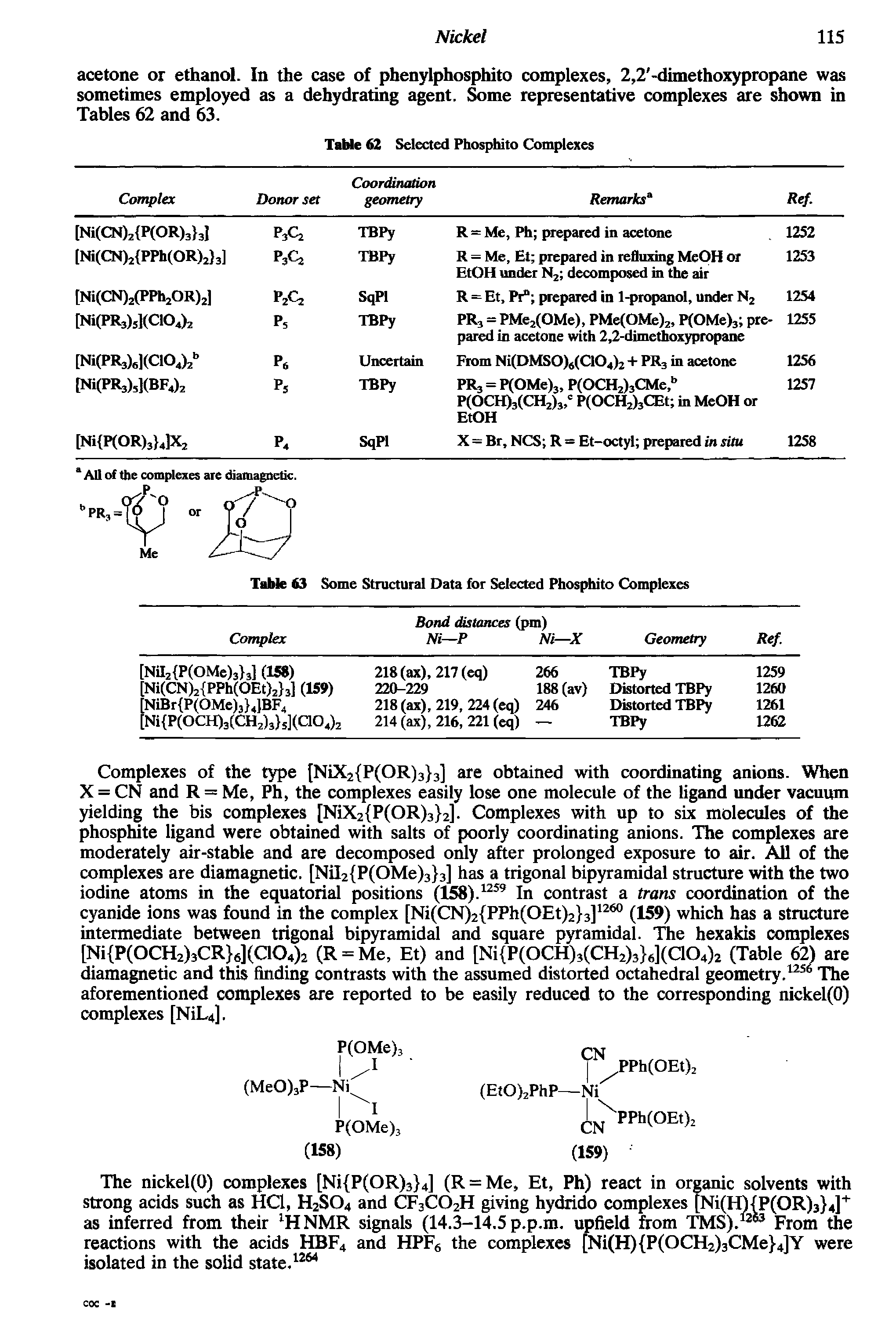 Table (3 Some Structural Data for Selected Phosphito Complexes...