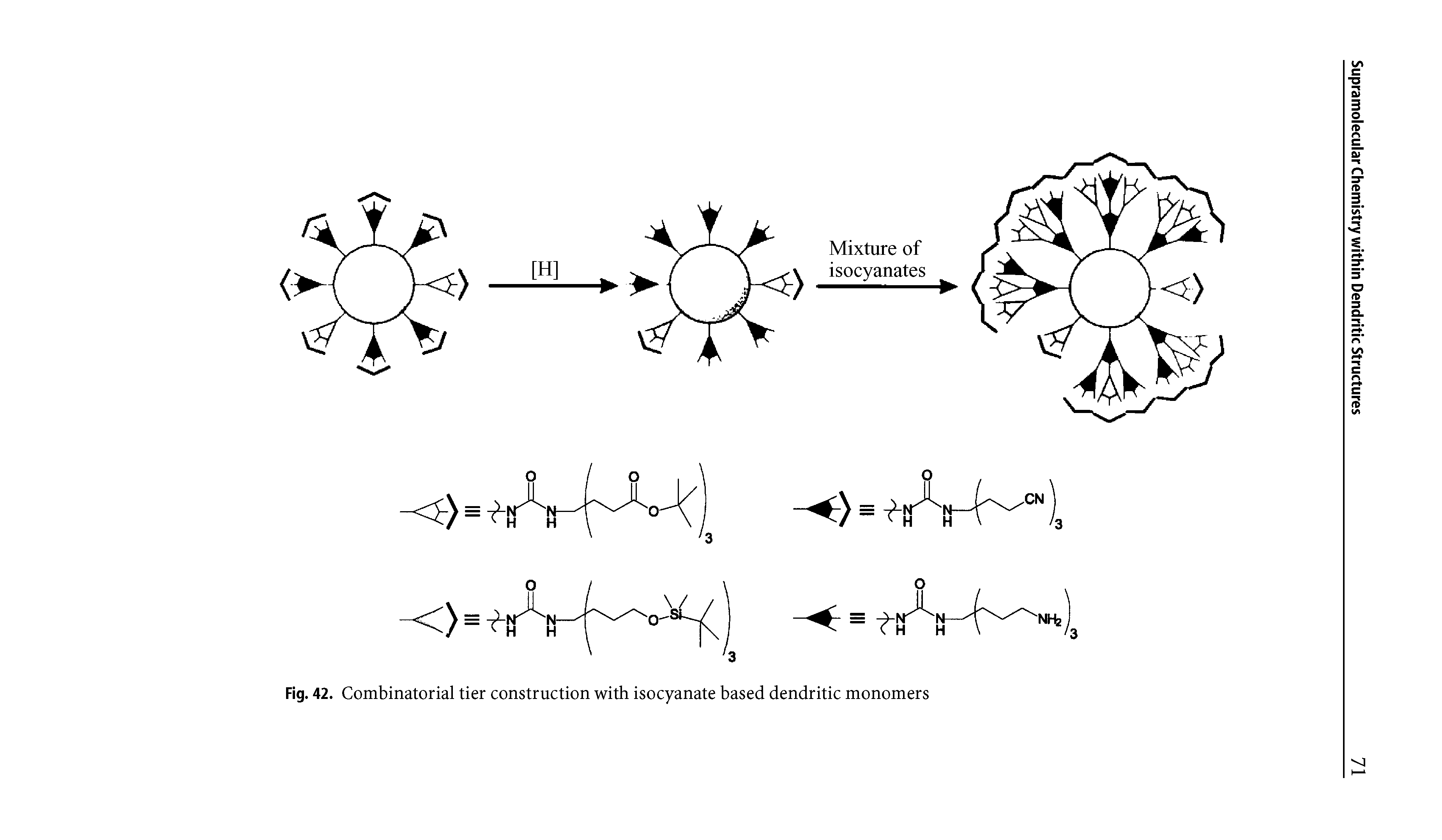 Fig. 42. Combinatorial tier construction with isocyanate based dendritic monomers...