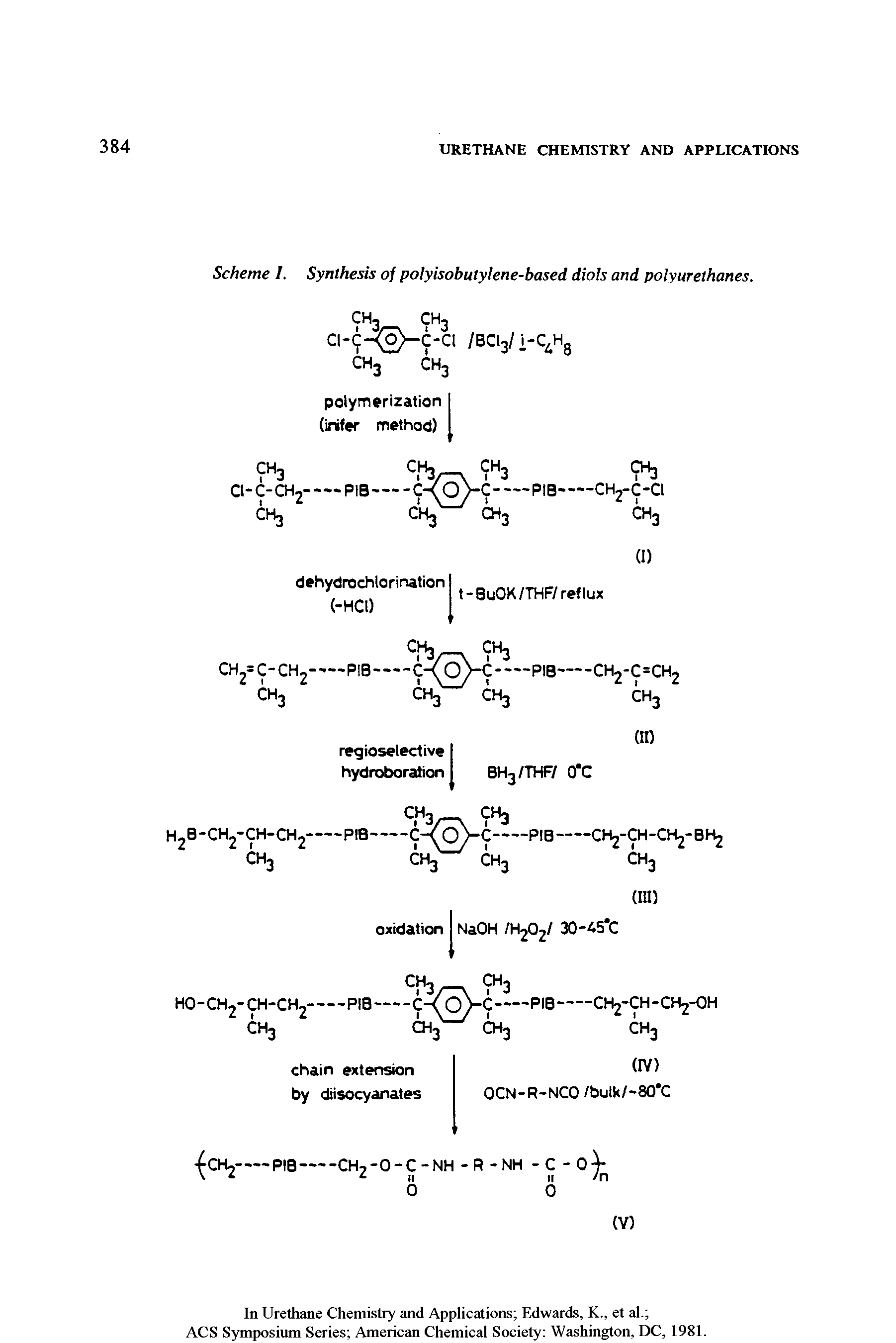 Scheme I. Synthesis of polyisobutylene-based diols and polyurethanes.