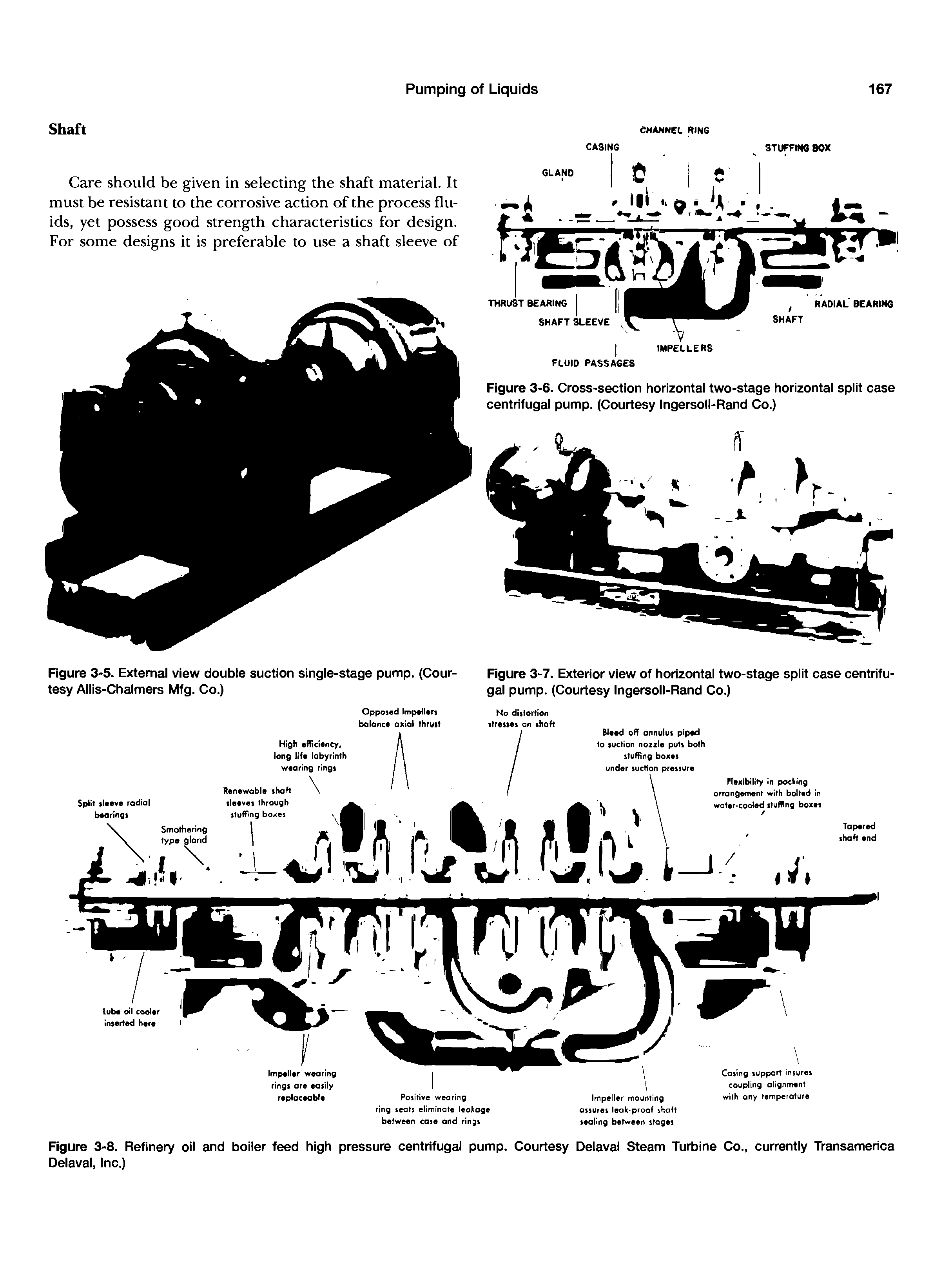 Figure 3-6. Cross-section horizontal two-stage horizontal split case centrifugal pump. (Courtesy Ingersoll-Rand Co.)...