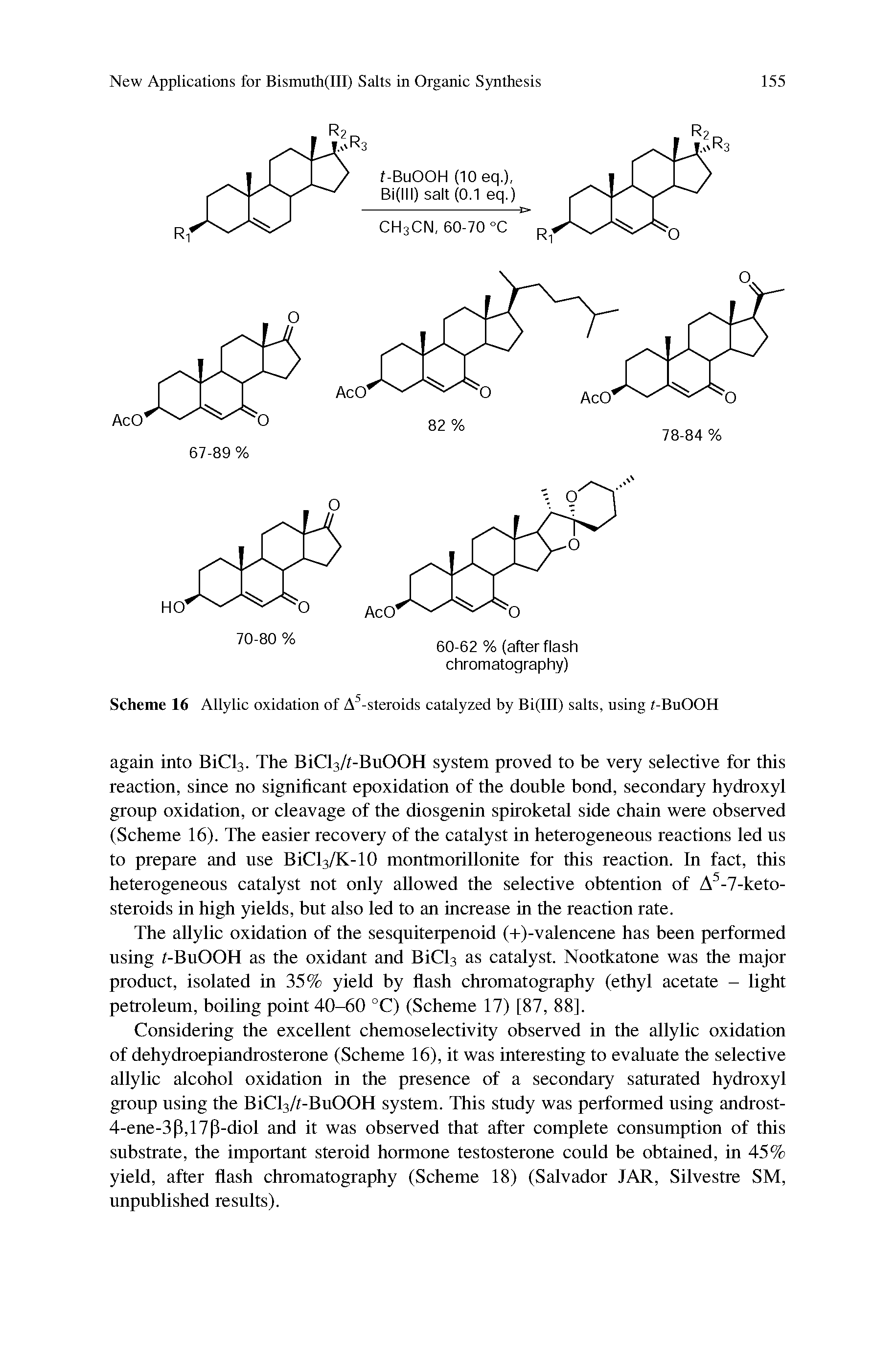 Scheme 16 Allylic oxidation of A5-steroids catalyzed by Bi(III) salts, using r-BuOOH...