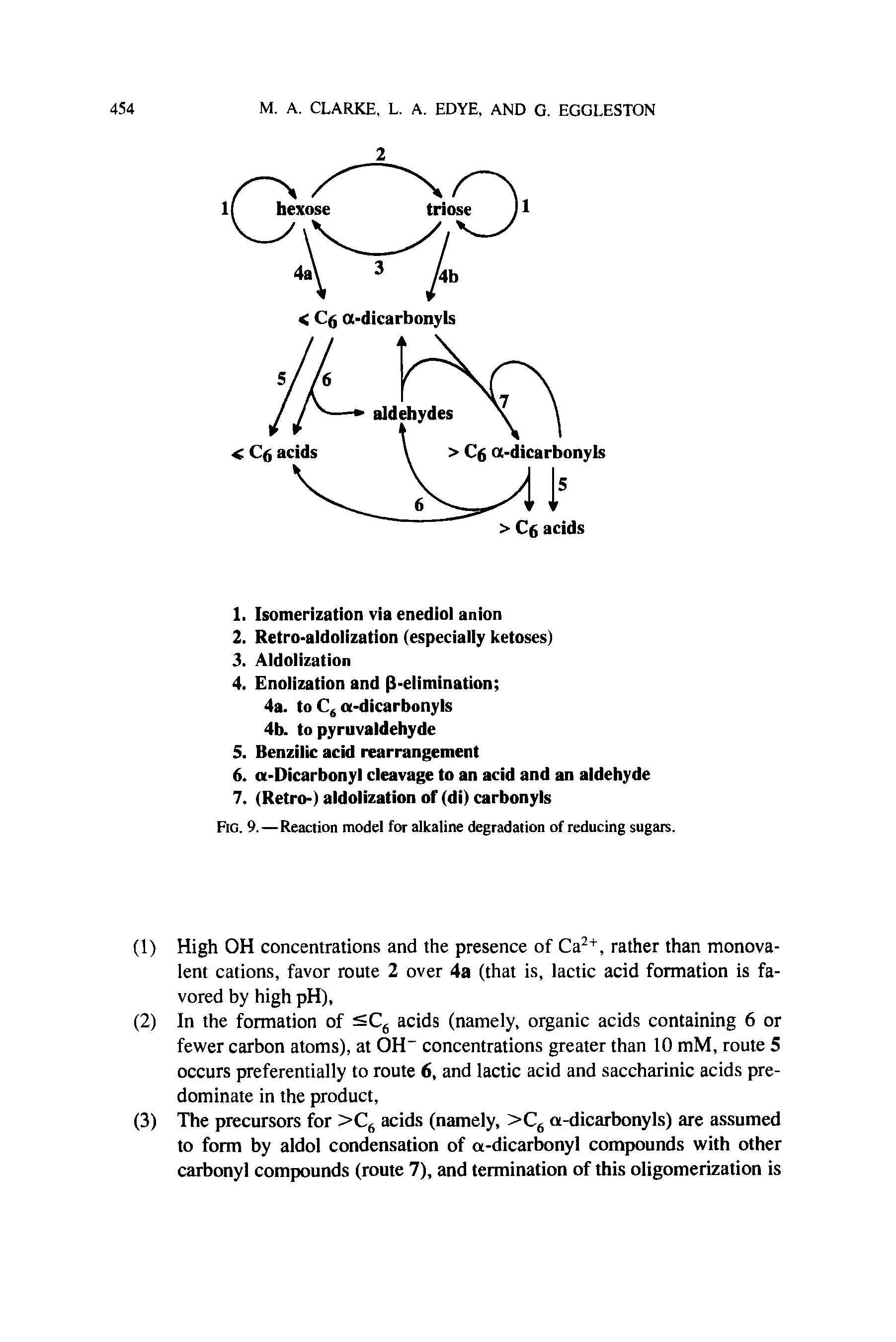 Fig. 9.—Reaction model for alkaline degradation of reducing sugars.