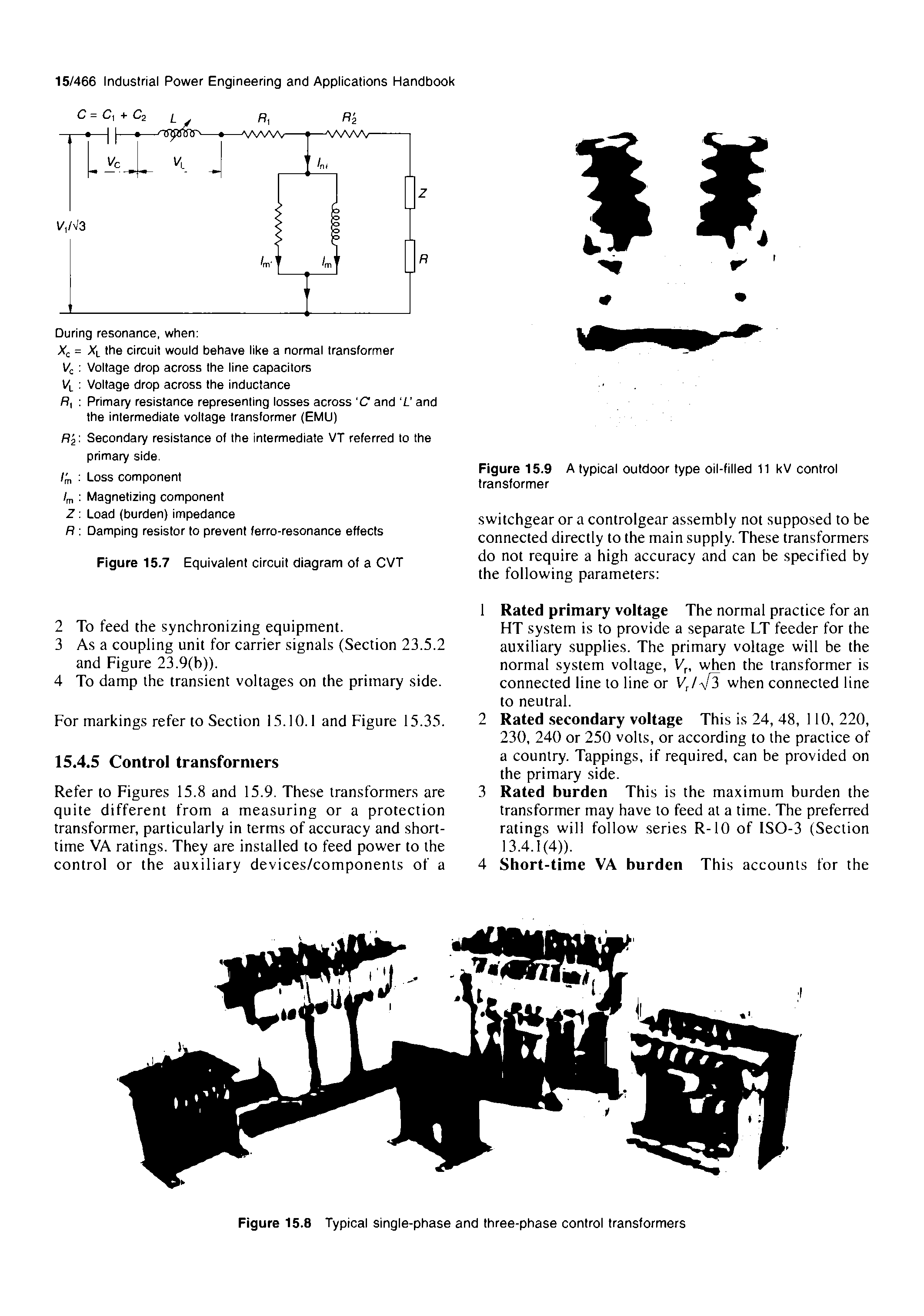 Figure 15.8 Typical single-phase and three-phase control transformers...