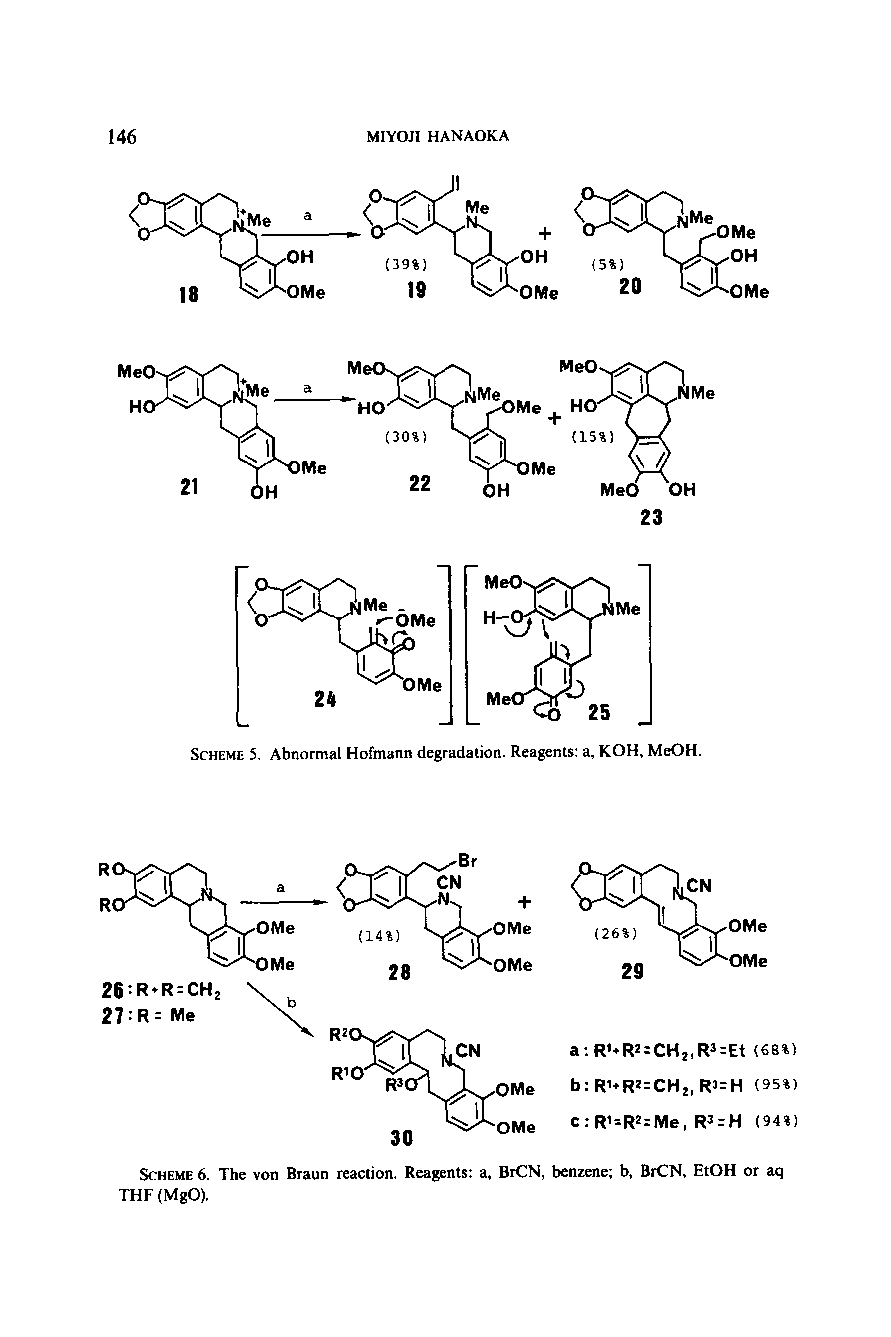 Scheme 6. The von Braun reaction. Reagents a, BrCN, benzene b, BrCN, EtOH or aq THF (MgO).