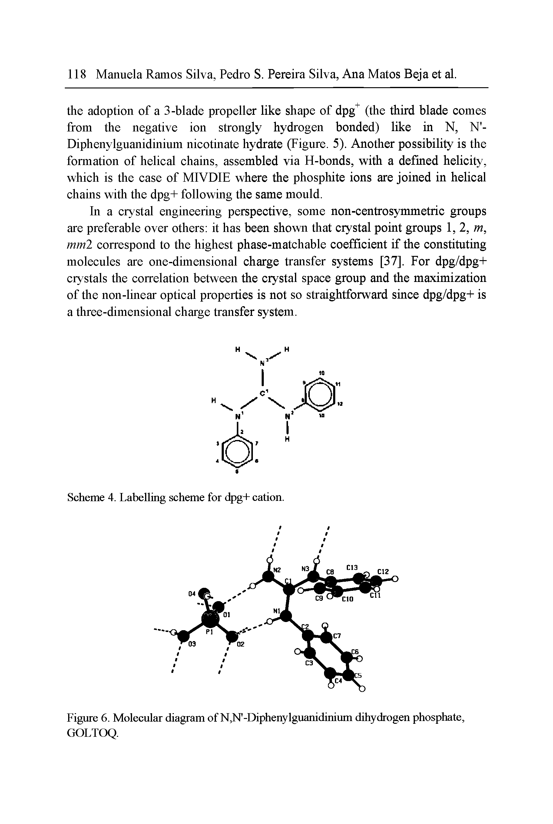 Figure 6. Molecular diagram of N,lSr-Diphenylguanidinium dihydrogen phosphate, GOLTOQ.