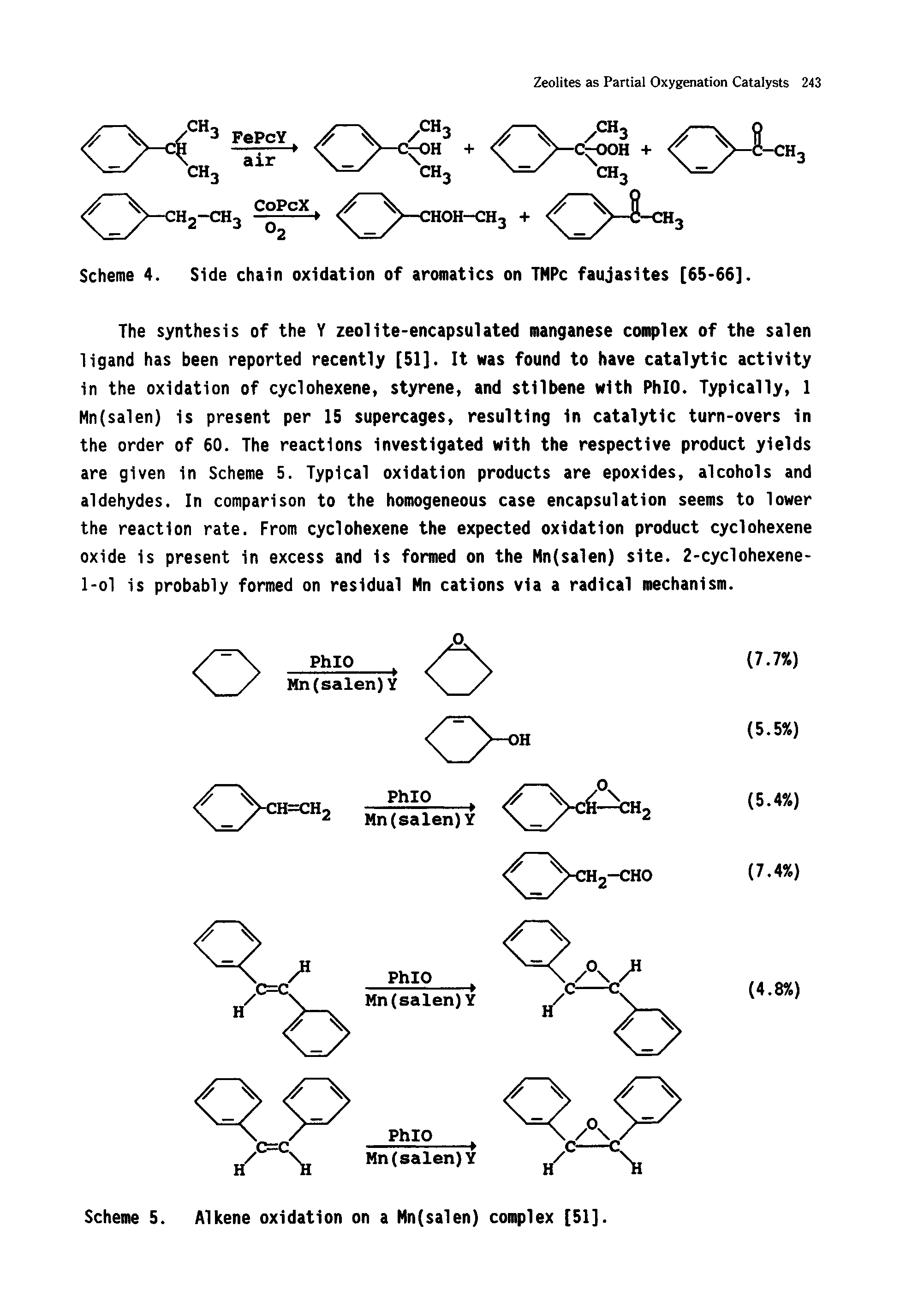 Scheme 4. Side chain oxidation of aromatics on THPc faujasites [65-66].