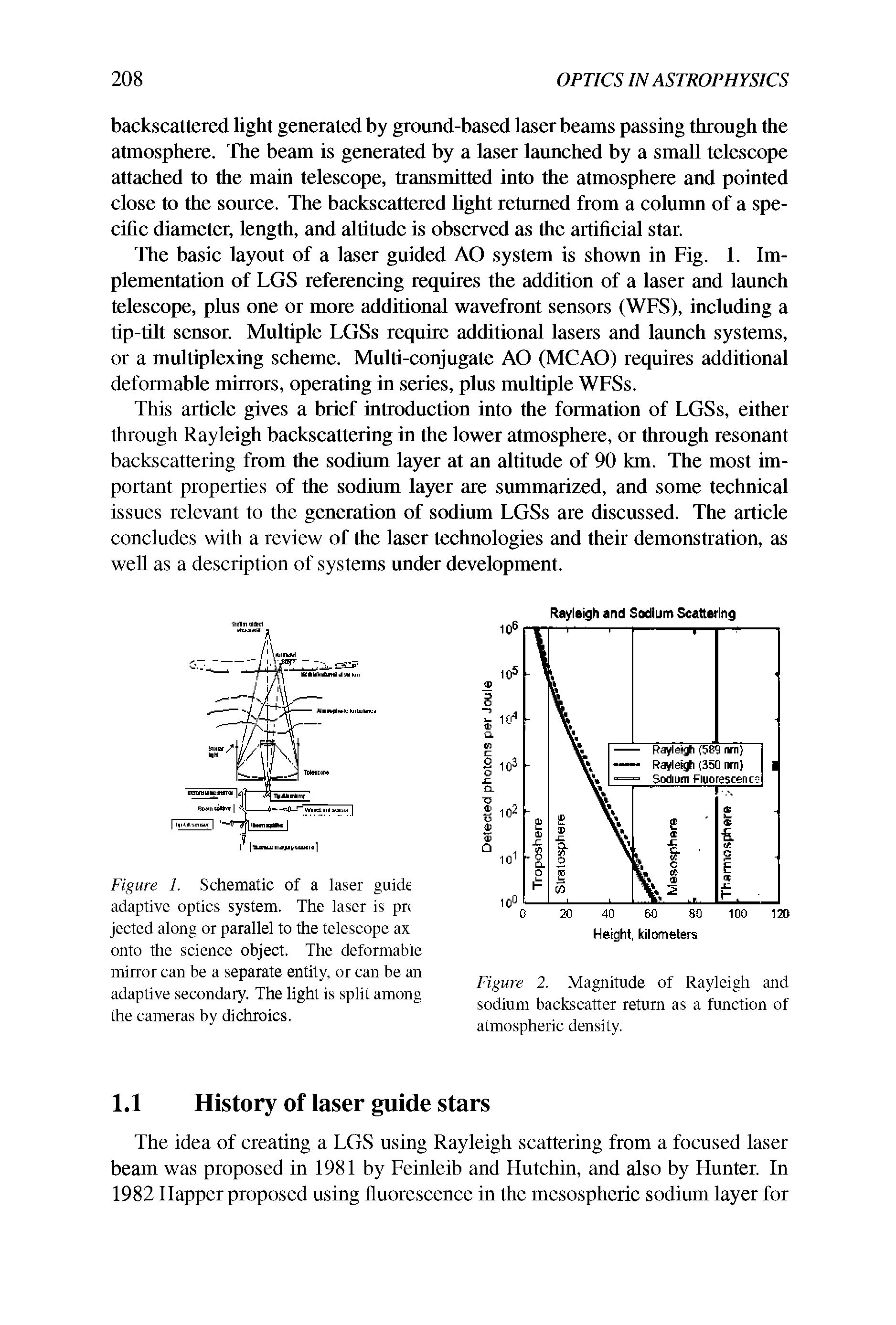 Figure 2. Magnitude of Rayleigh and sodium backscatter return as a function of atmospheric density.