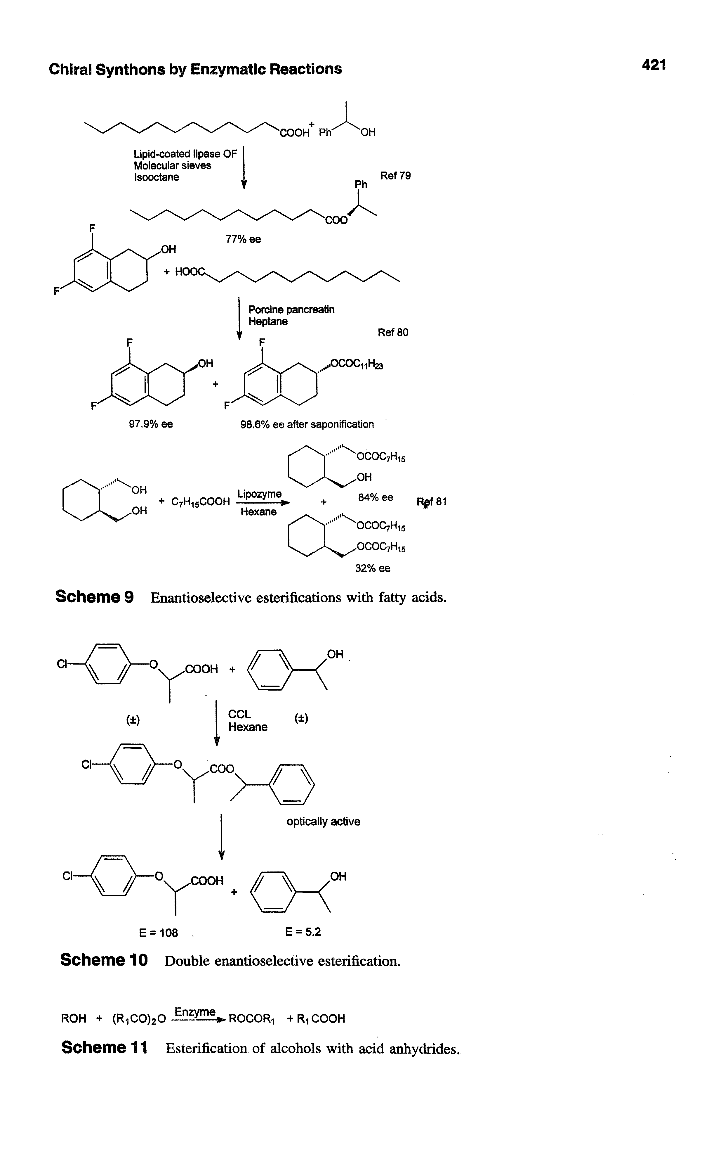Scheme 11 Esterification of alcohols with acid anhydrides.