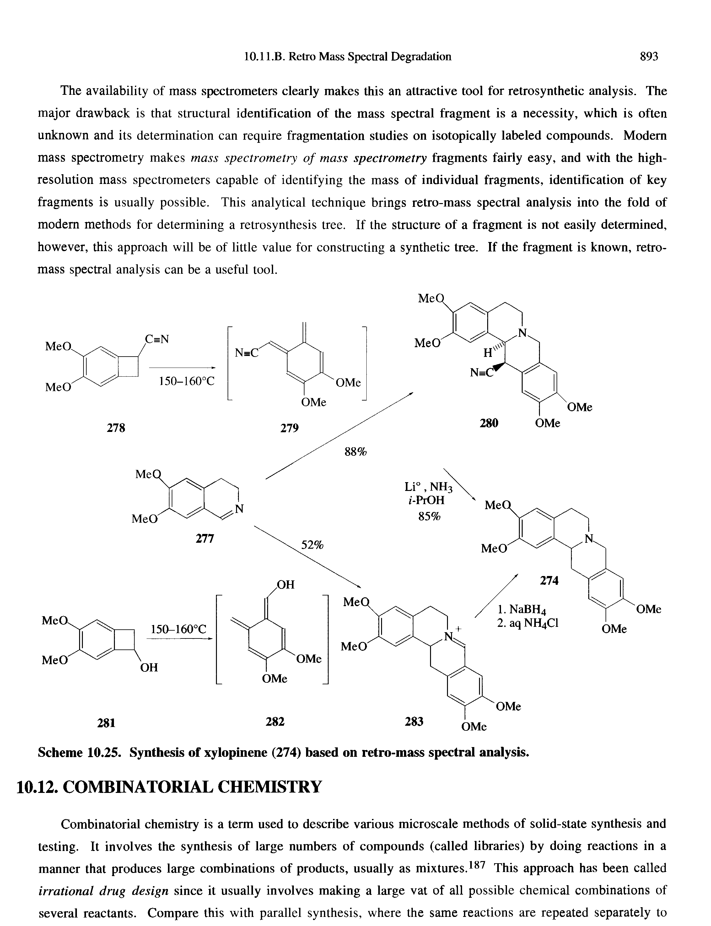 Scheme 10.25. Synthesis of xylopinene (274) based on retro-mass spectral analysis.