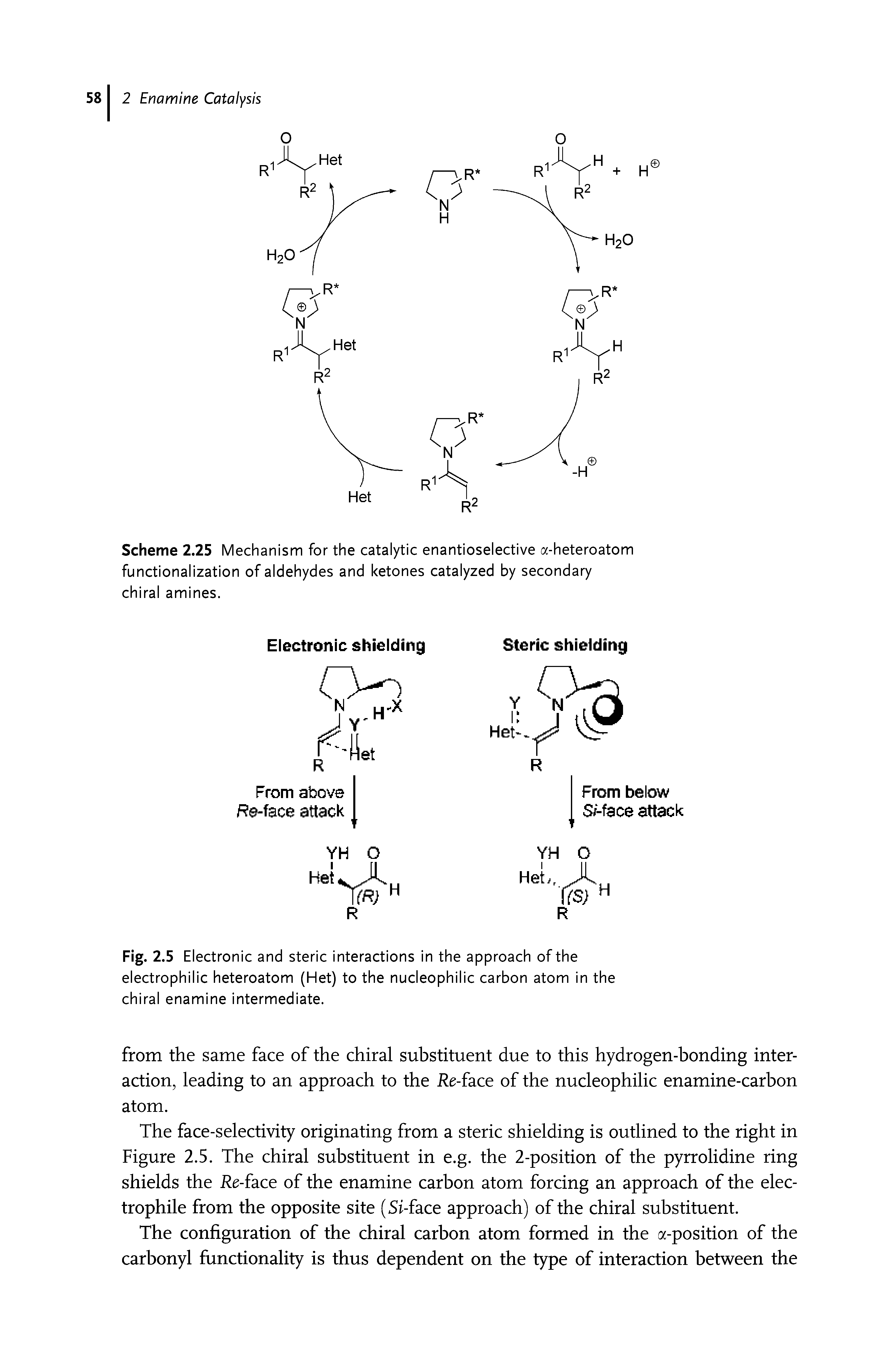 Scheme 2.25 Mechanism for the catalytic enantioselective a-heteroatom functionalization of aldehydes and ketones catalyzed by secondary chiral amines.