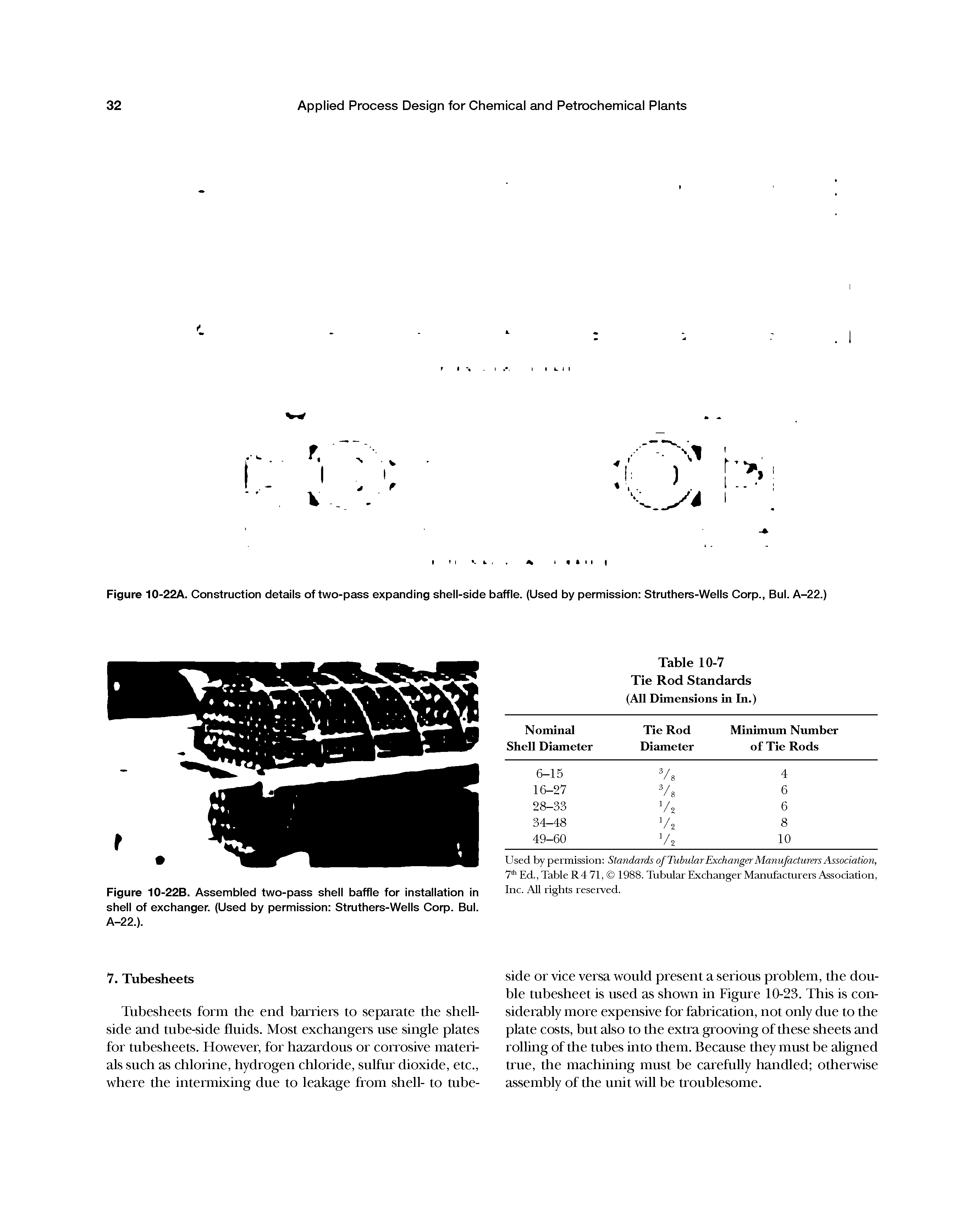 Figure 10-22A. Construction details of two-pass expanding shell-side baffle. (Used by permission Struthers-Wells Corp., Bui. A-22.)...