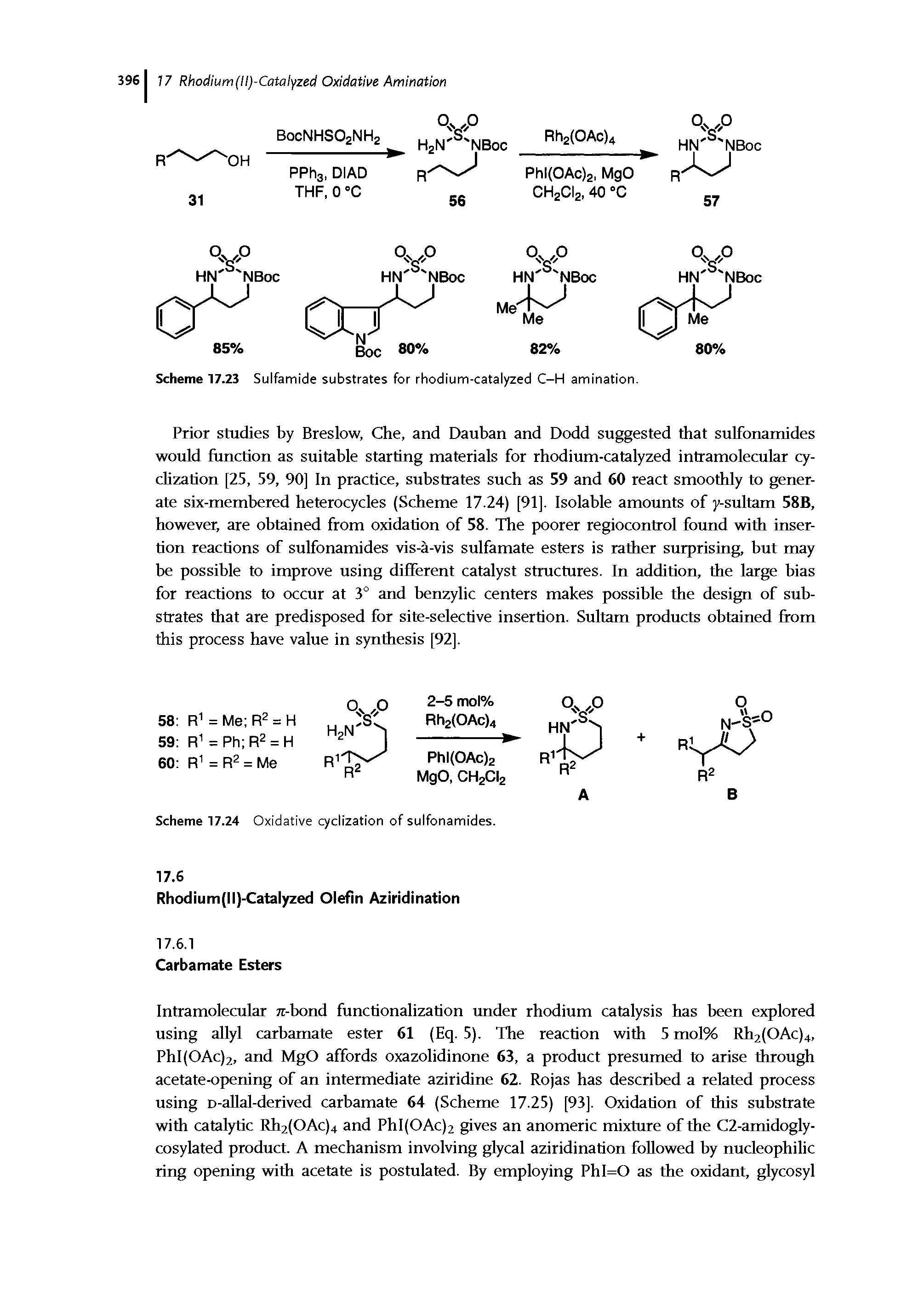 Scheme 17.23 Sulfamide substrates for rhodium-catalyzed C-H amination...