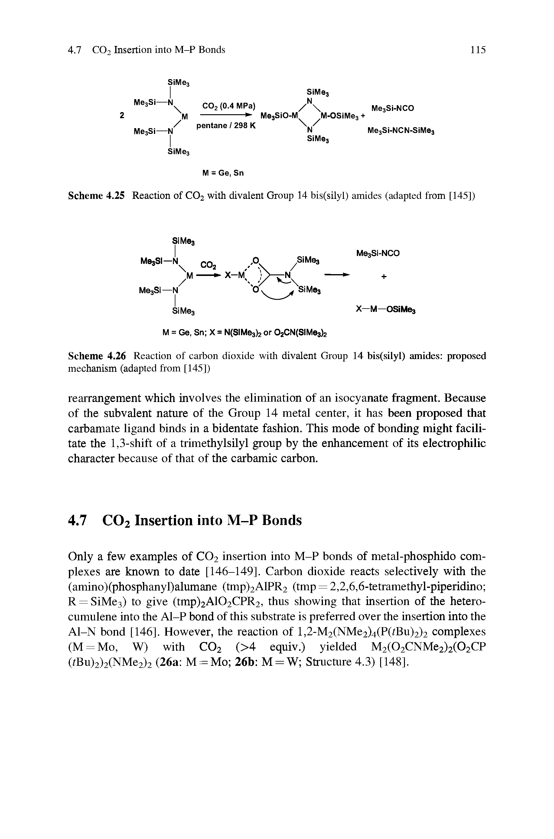 Scheme 4.26 Reaction of carbon dioxide with divalent Group 14 bis(silyl) amides proposed mechanism (adapted from [145])...