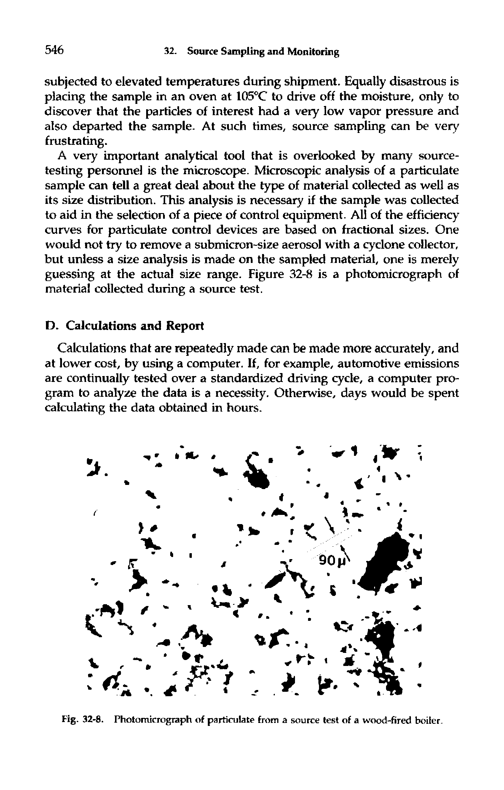 Fig. 32-8. Photomicrograph of particulate from a source test of a wood-fired boiler.