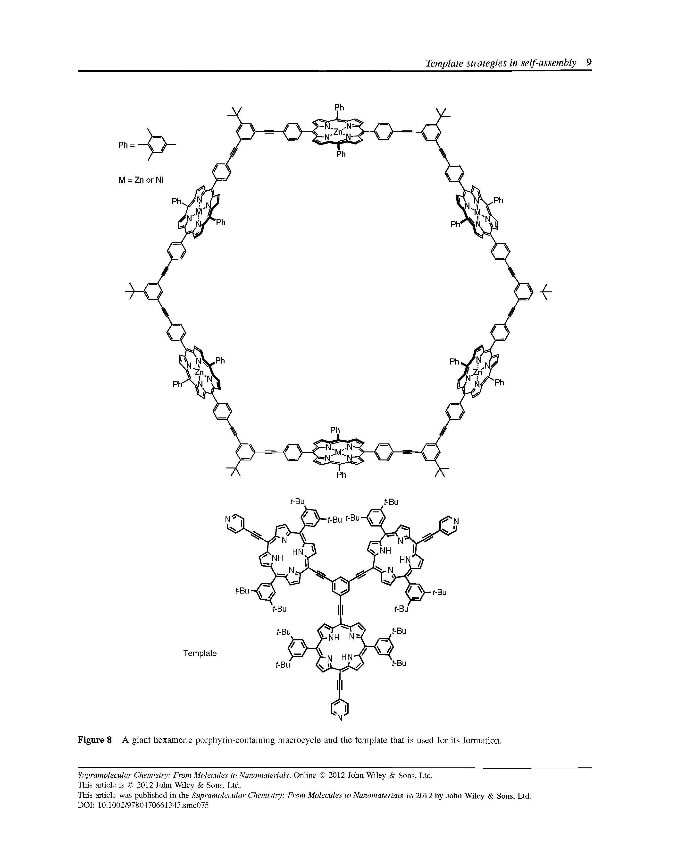 Figure 8 A giant hexameric porphyrin-containing macrocycle and the template that is used for its formation.