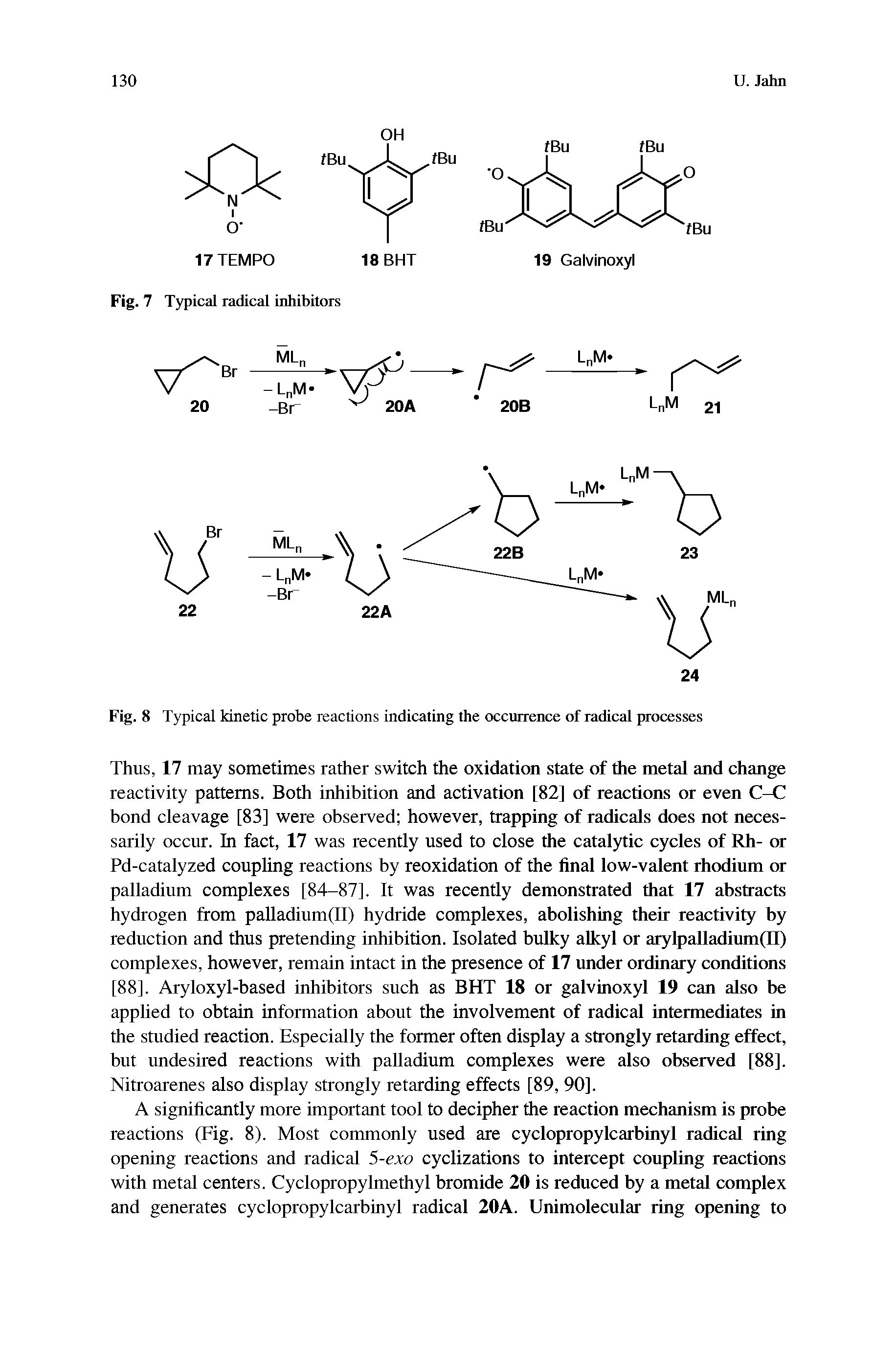 Fig. 8 Typical kinetic probe reactions indicating the occurrence of radical processes...