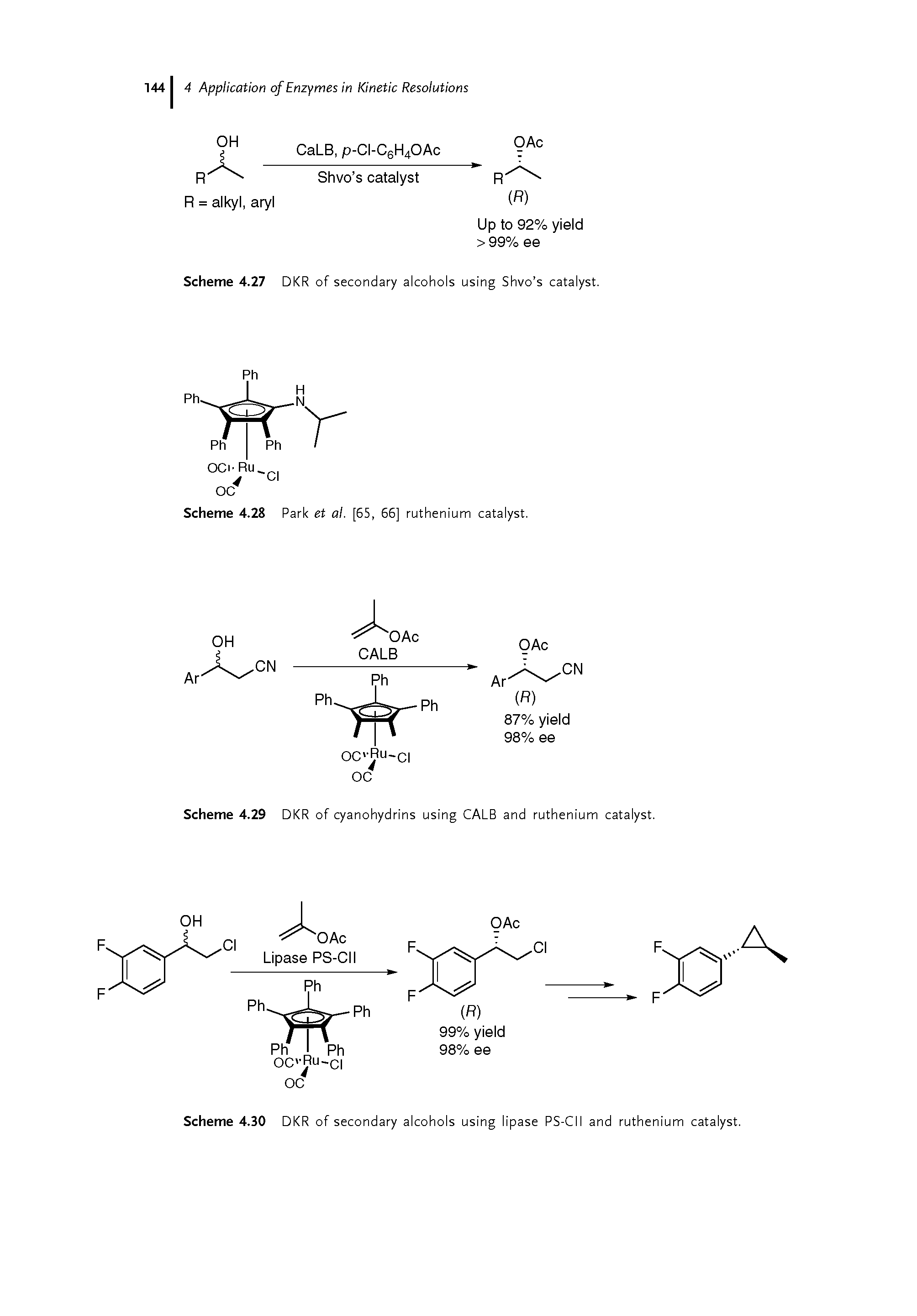 Scheme 4.29 DKR of cyanohydrins using CALB and ruthenium catalyst.