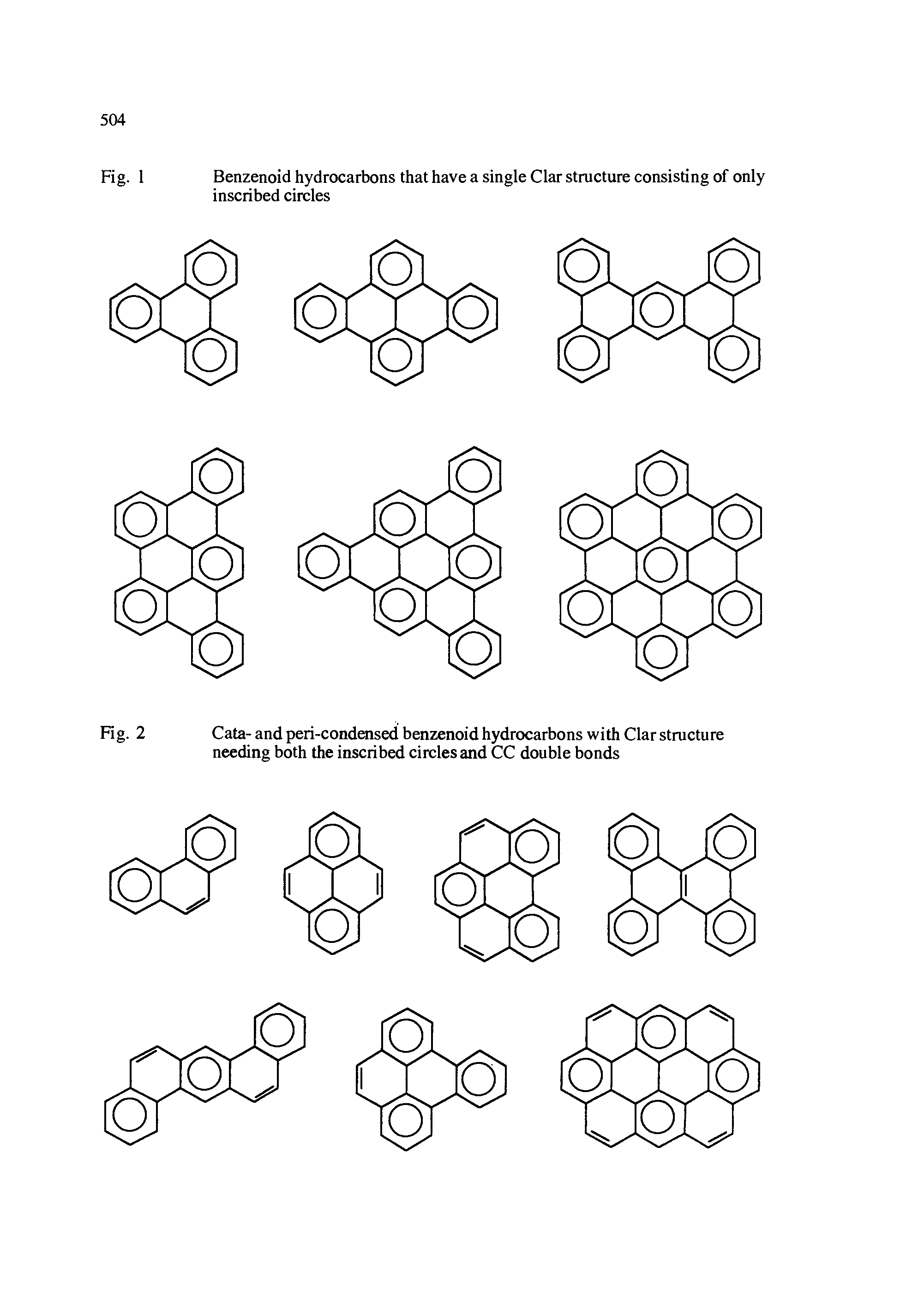 Fig. 2 Cata- and peri-condensed benzenoid hydrocarbons with Clar structure...