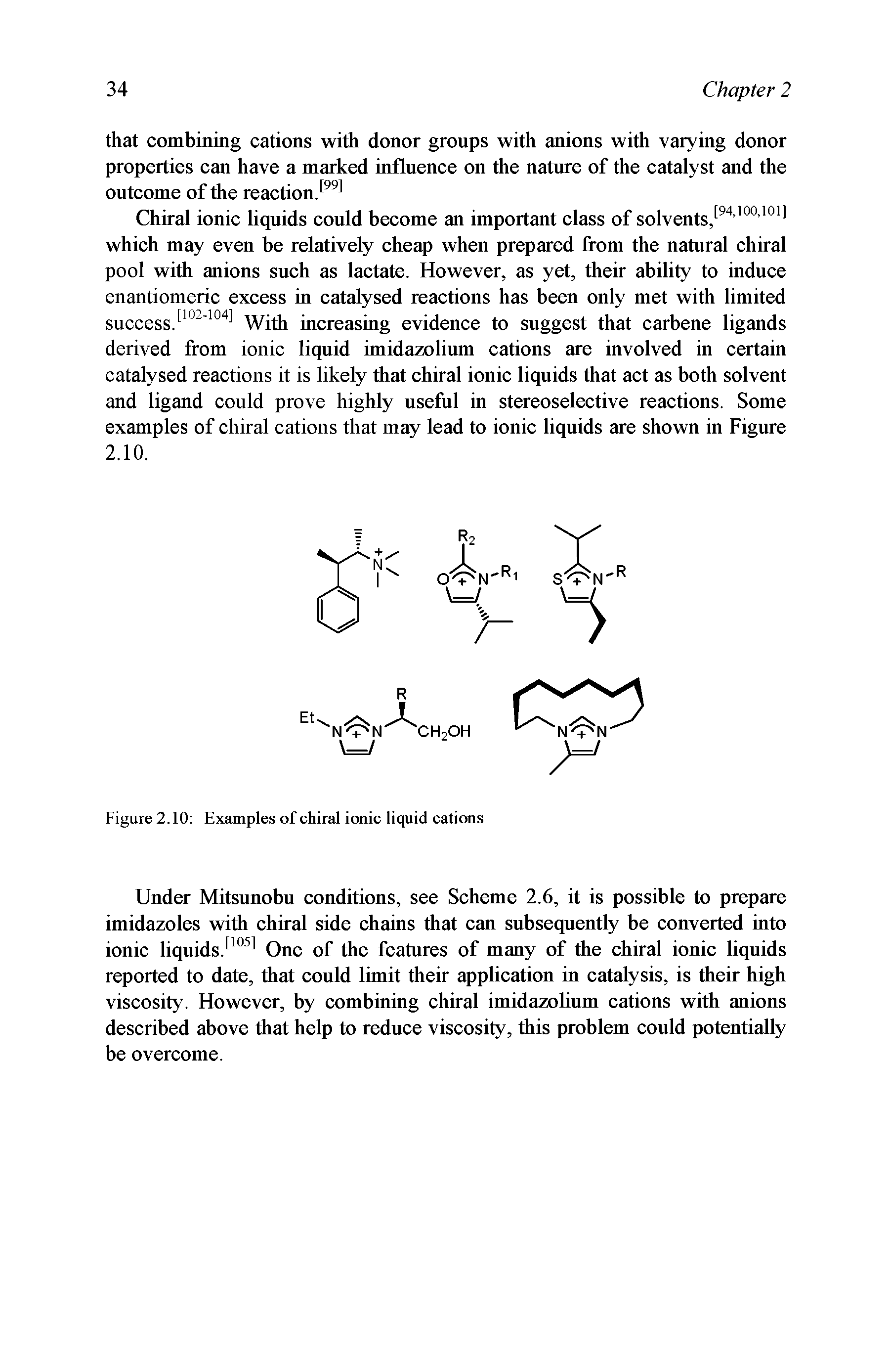 Figure 2.10 Examples of chiral ionic liquid cations...