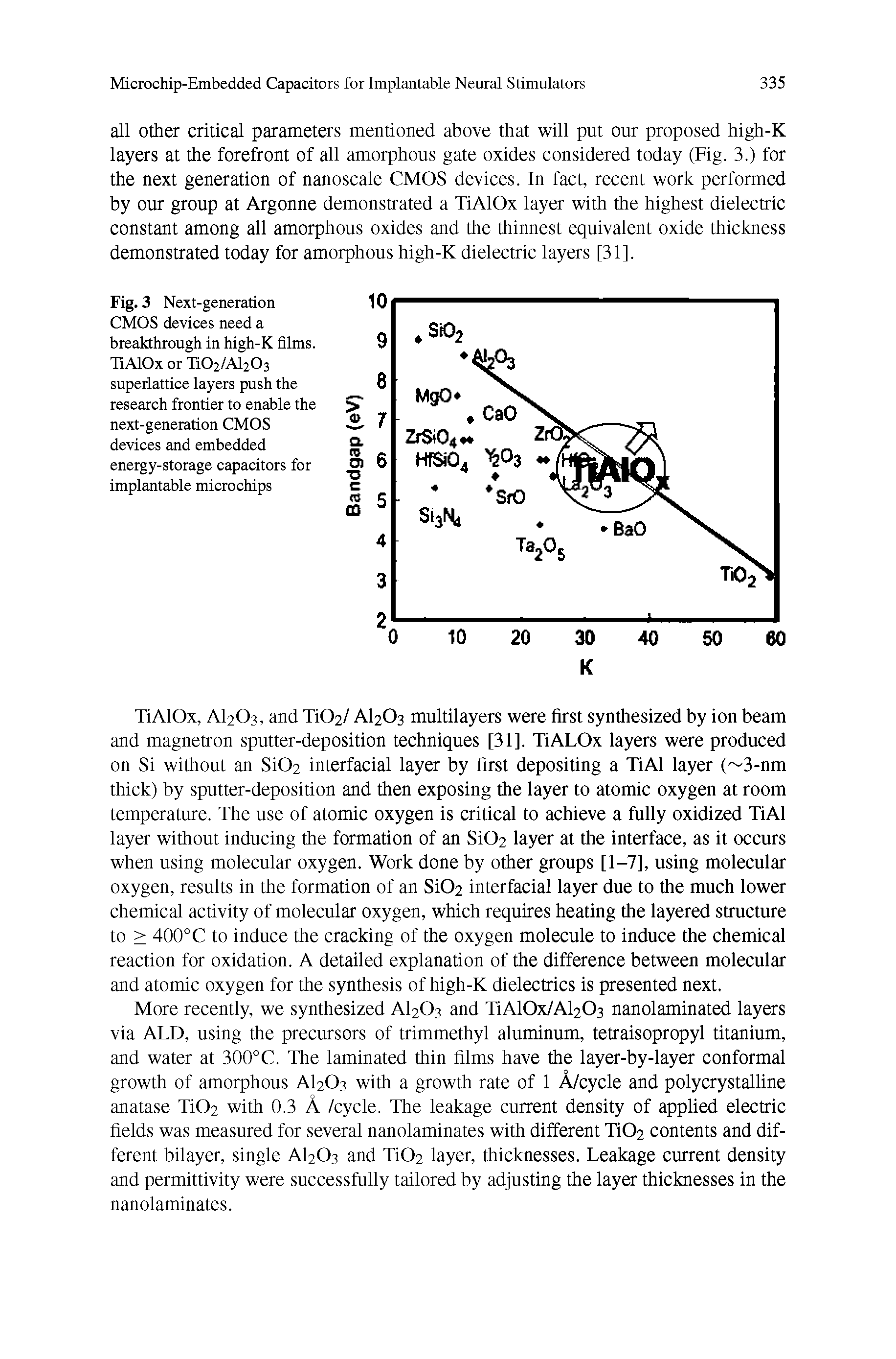 Fig. 3 Next-generation CMOS devices need a breakthrough in high-K films. TiAlOx or Ti02/Al203 superlattice layers push the research frontier to enable the next-generation CMOS devices and embedded energy-storage capacitors for implantable microchips...