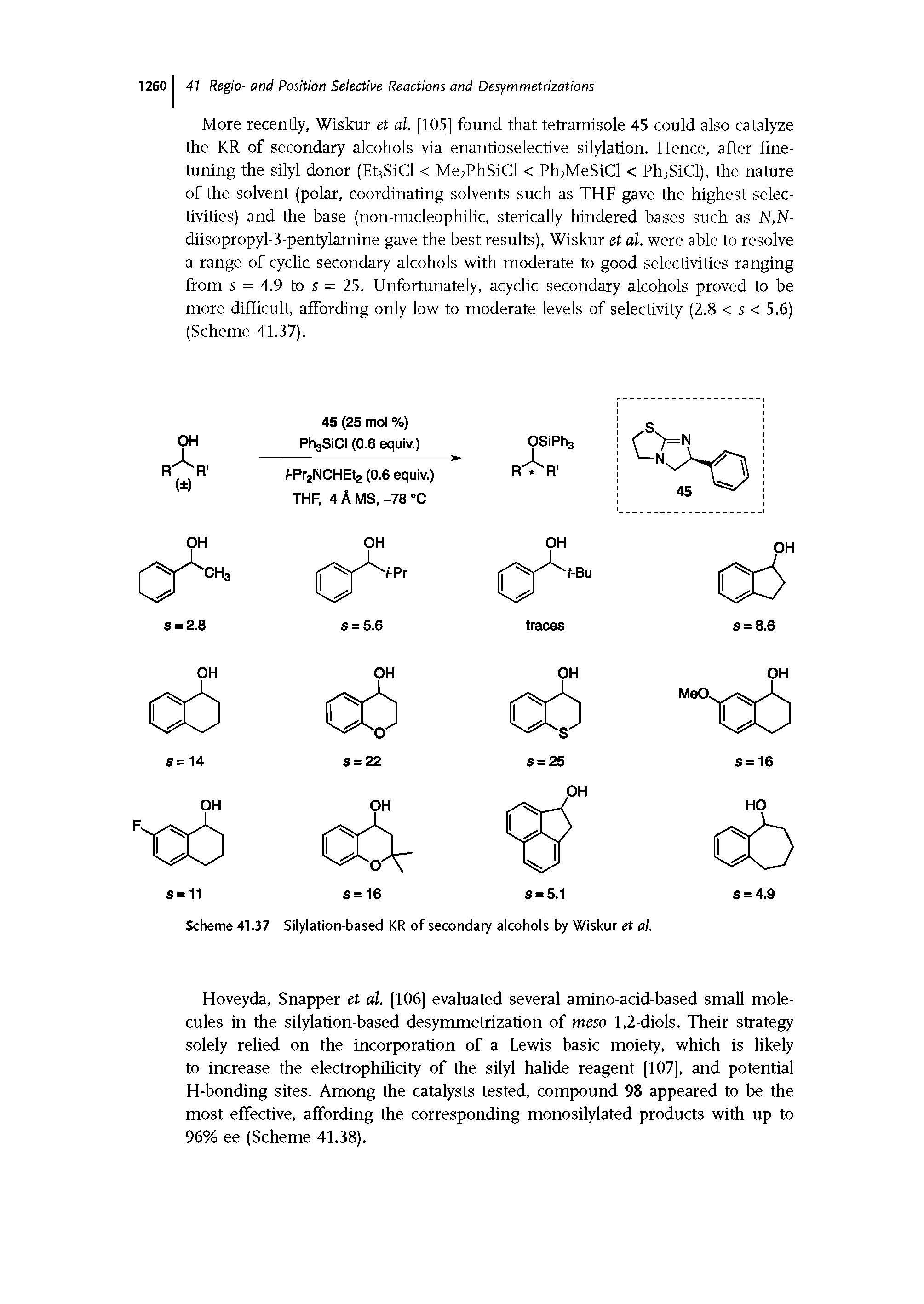 Scheme 41.37 Silylation-based KR of secondary alcohols by Wiskur et al.