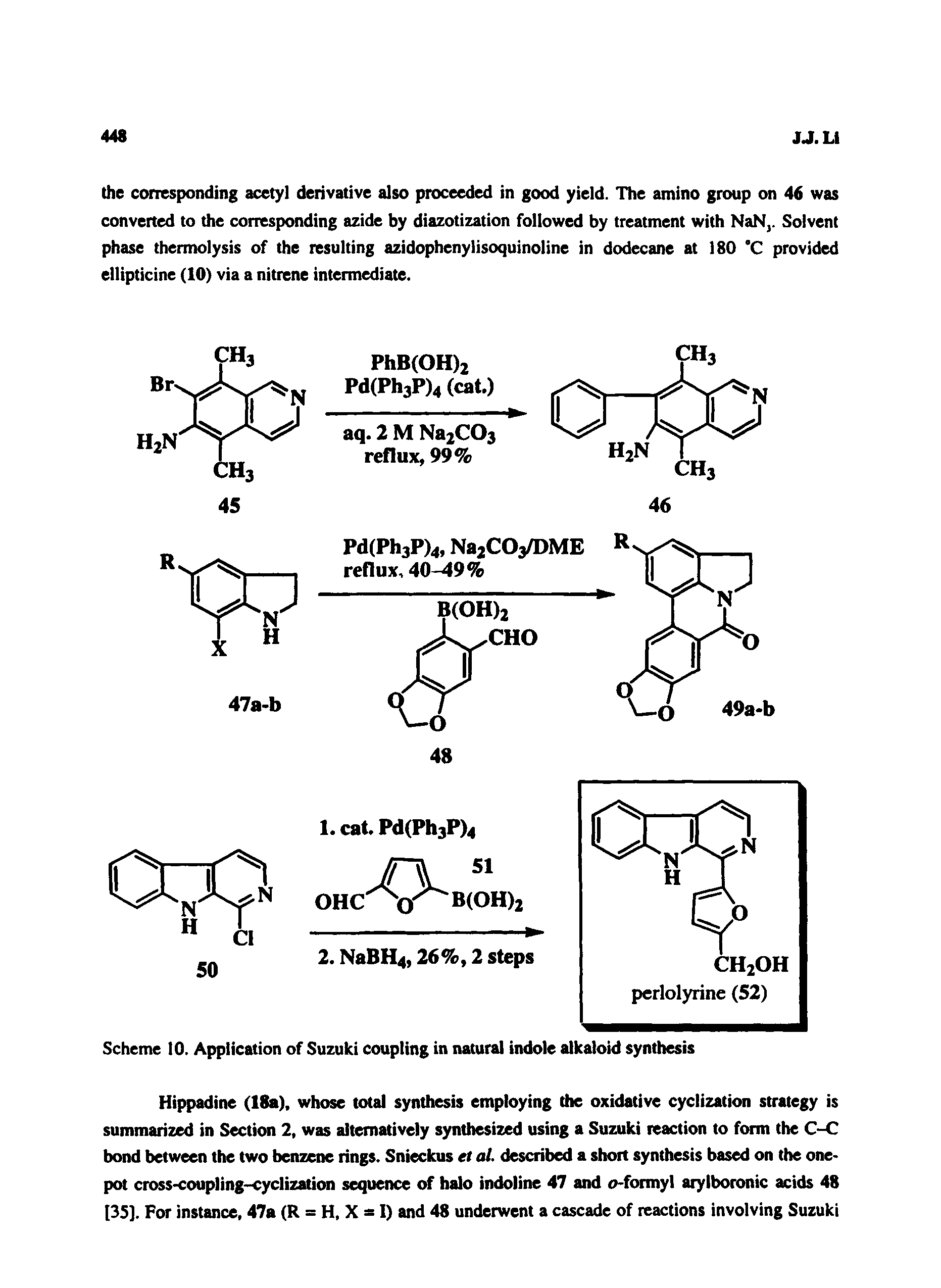 Scheme 10. Application of Suzuki coupling in natural indole alkaloid synthesis...