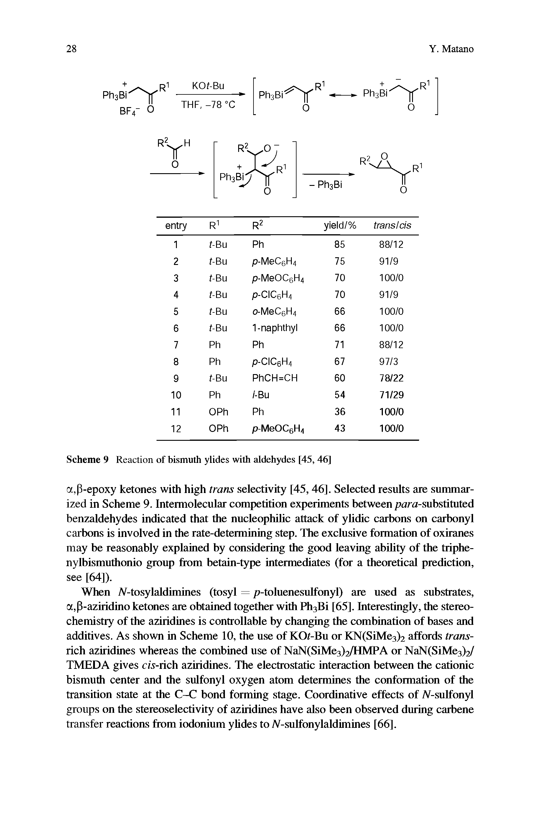 Scheme 9 Reaction of bismuth ylides with aldehydes [45, 46]...