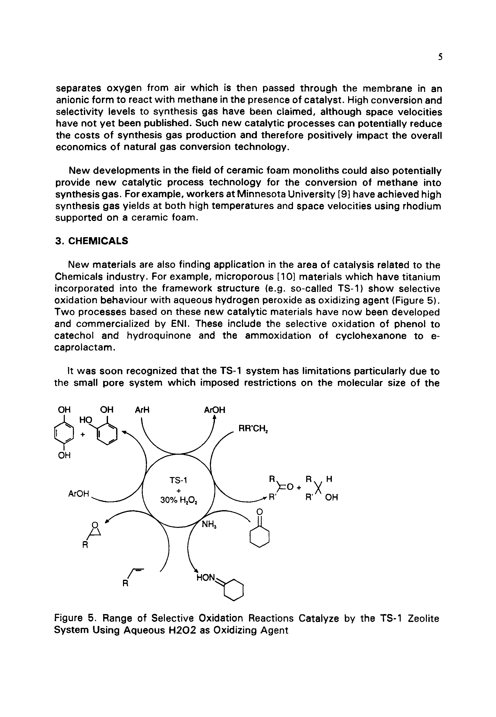 Figure 5. Range of Selective Oxidation Reactions Catalyze by the TS-1 Zeolite System Using Aqueous H202 as Oxidizing Agent...