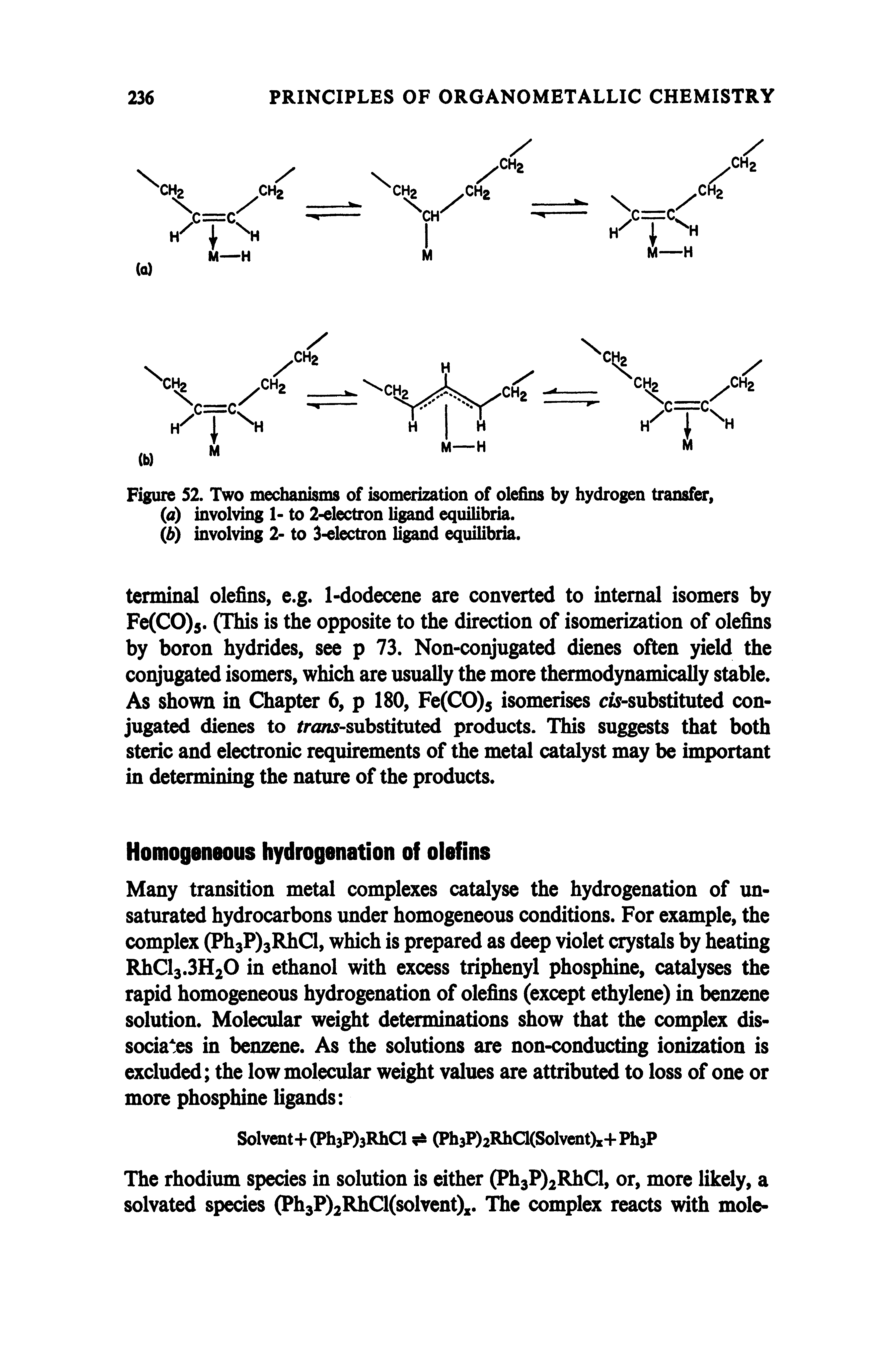 Figure 32. Two mechanisms of isomerization of olefins by hydrogen transfer,...