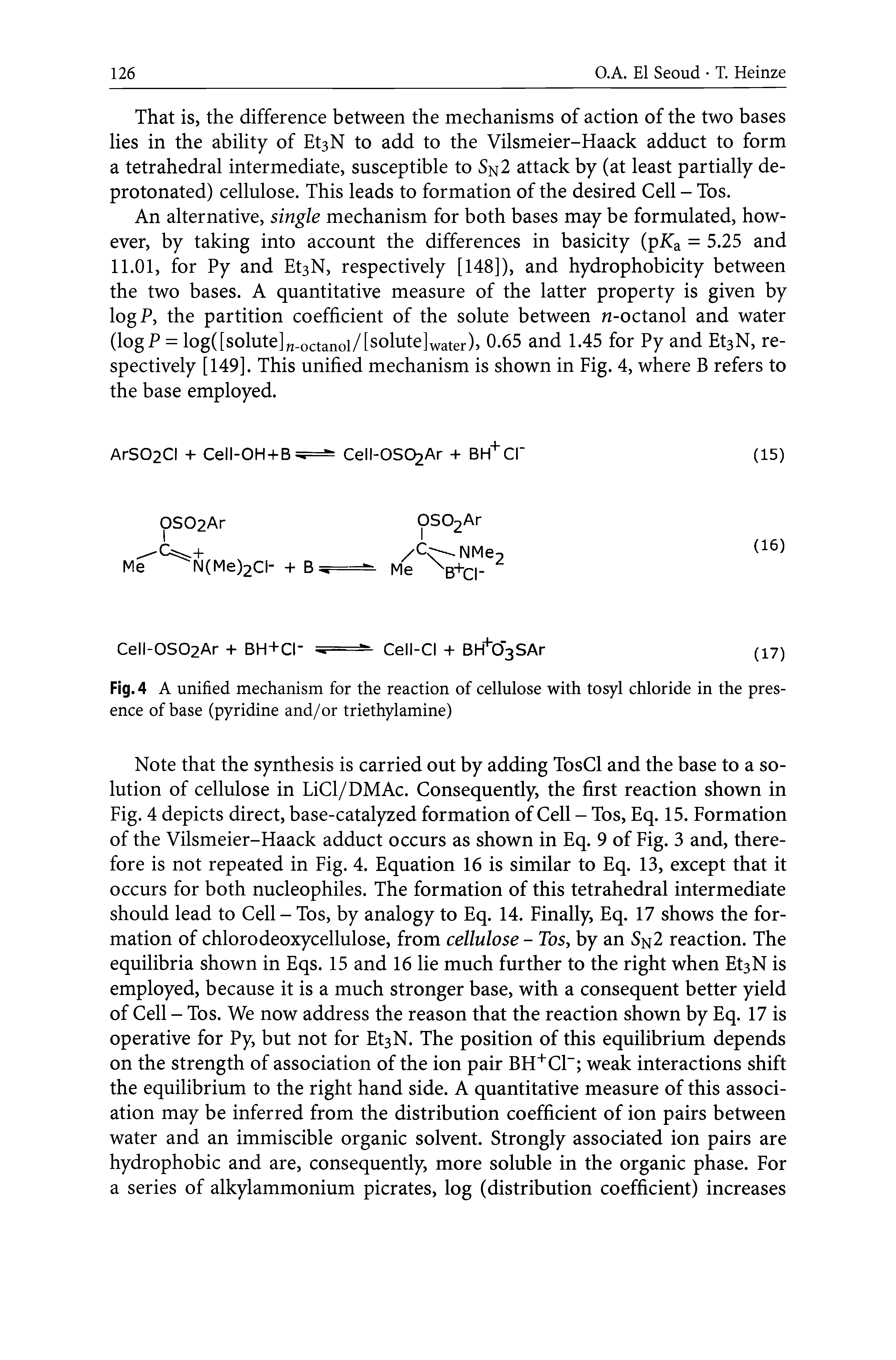 Fig. 4 A unified mechanism for the reaction of cellulose with tosyl chloride in the presence of base (pyridine and/or triethylamine)...