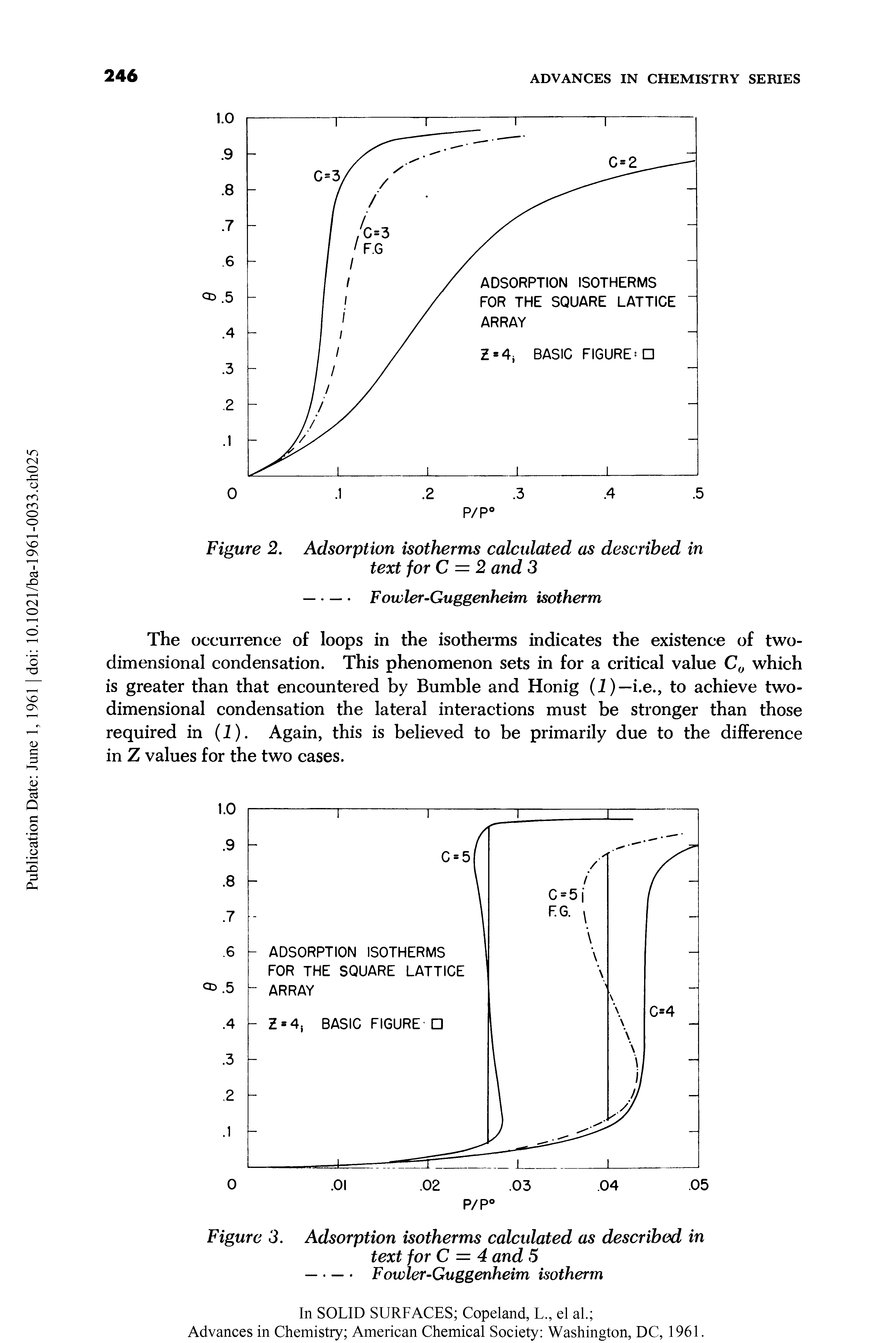 Figure 2. Adsorption isotherms calculated as described in text forC = 2 and 3...
