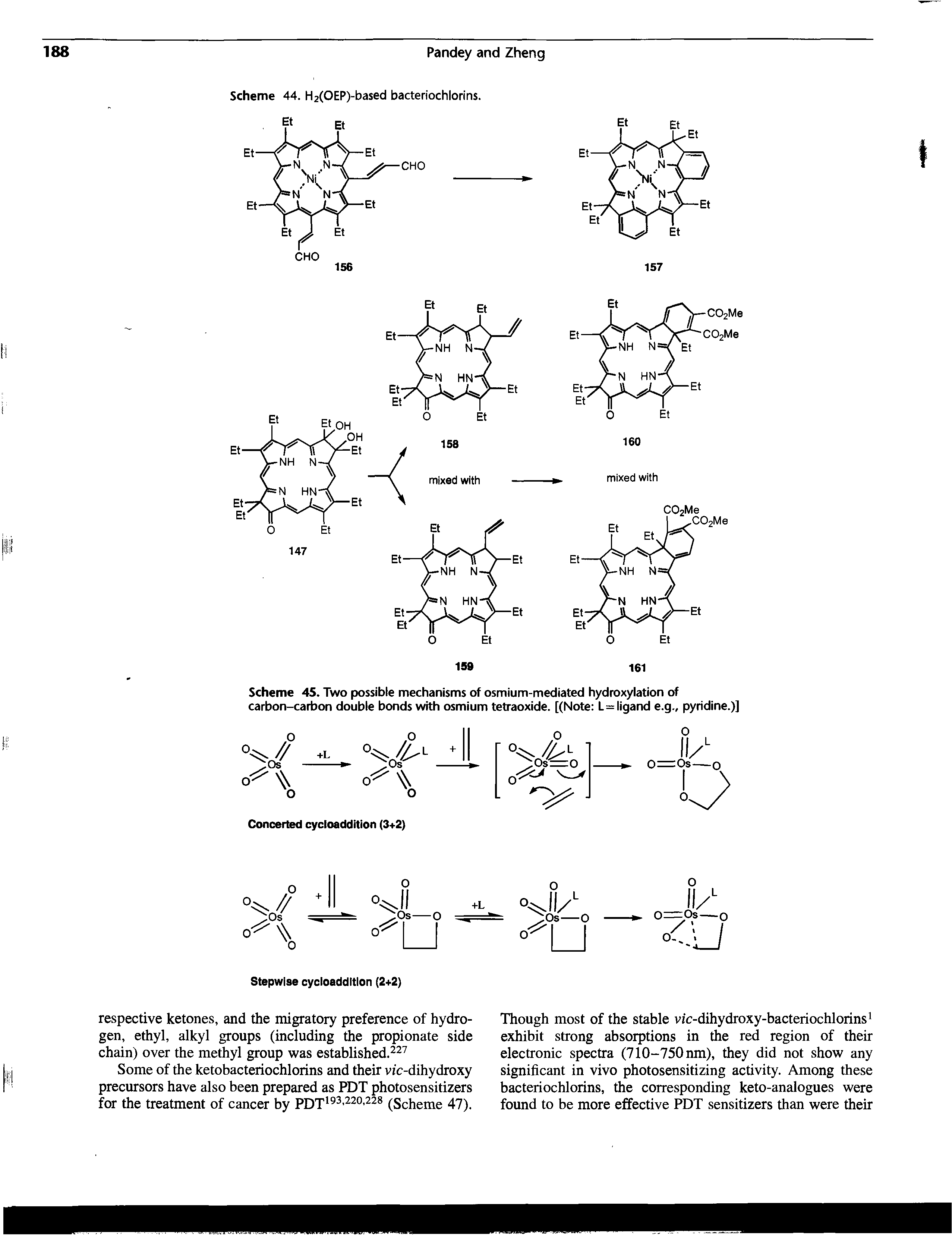 Scheme 45. Two possible mechanisms of osmium-mediated hydroxylation of carbon-carbon double bonds with osmium tetraoxide. [(Note L—ligand e.g., pyridine.)]...