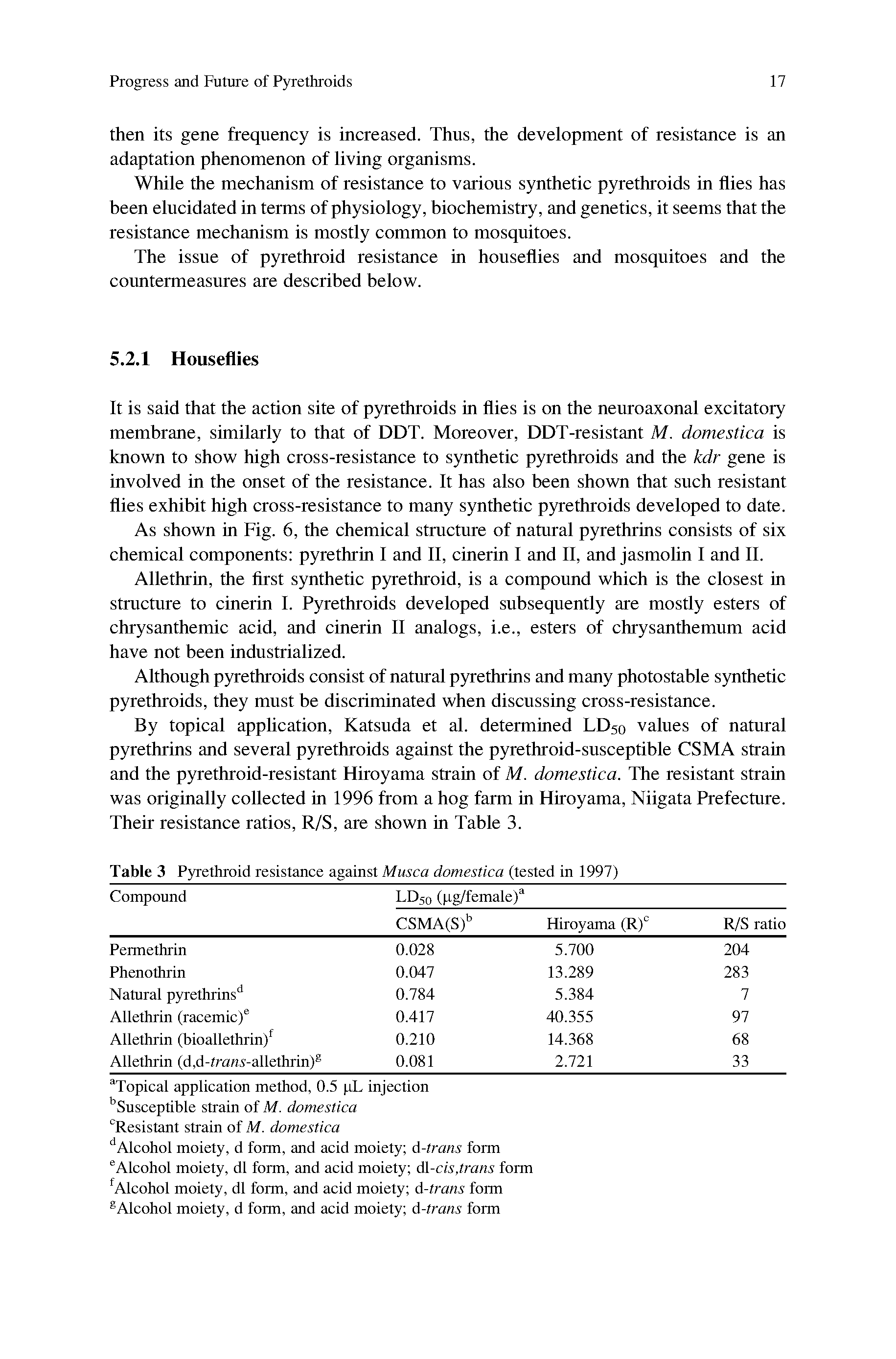 Table 3 Pyrethroid resistance against Musca domestica (tested in 1997)...