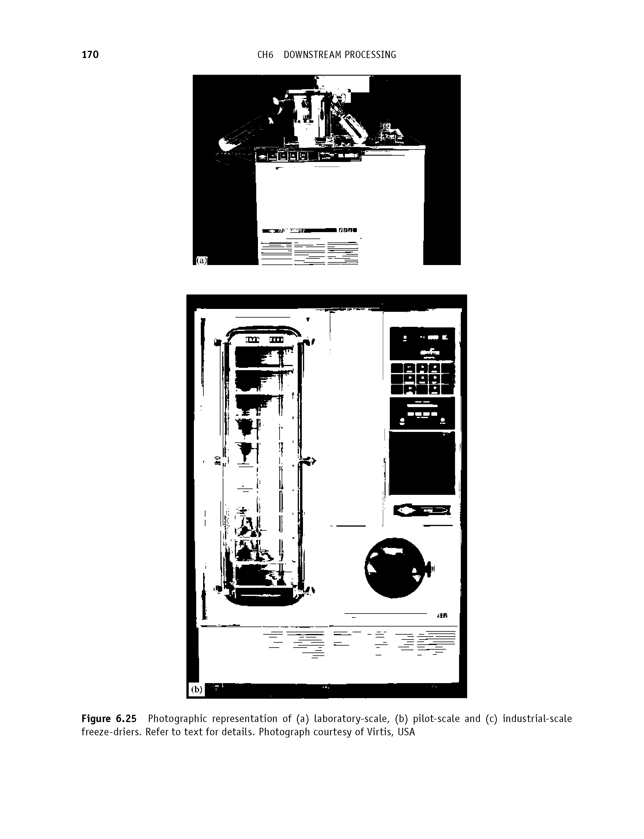 Figure 6.25 Photographic representation of (a) iaboratory-scaie, (b) piiot-scaie and (c) industriai-scaie freeze-driers. Refer to text for details. Photograph courtesy of Virtis, USA...