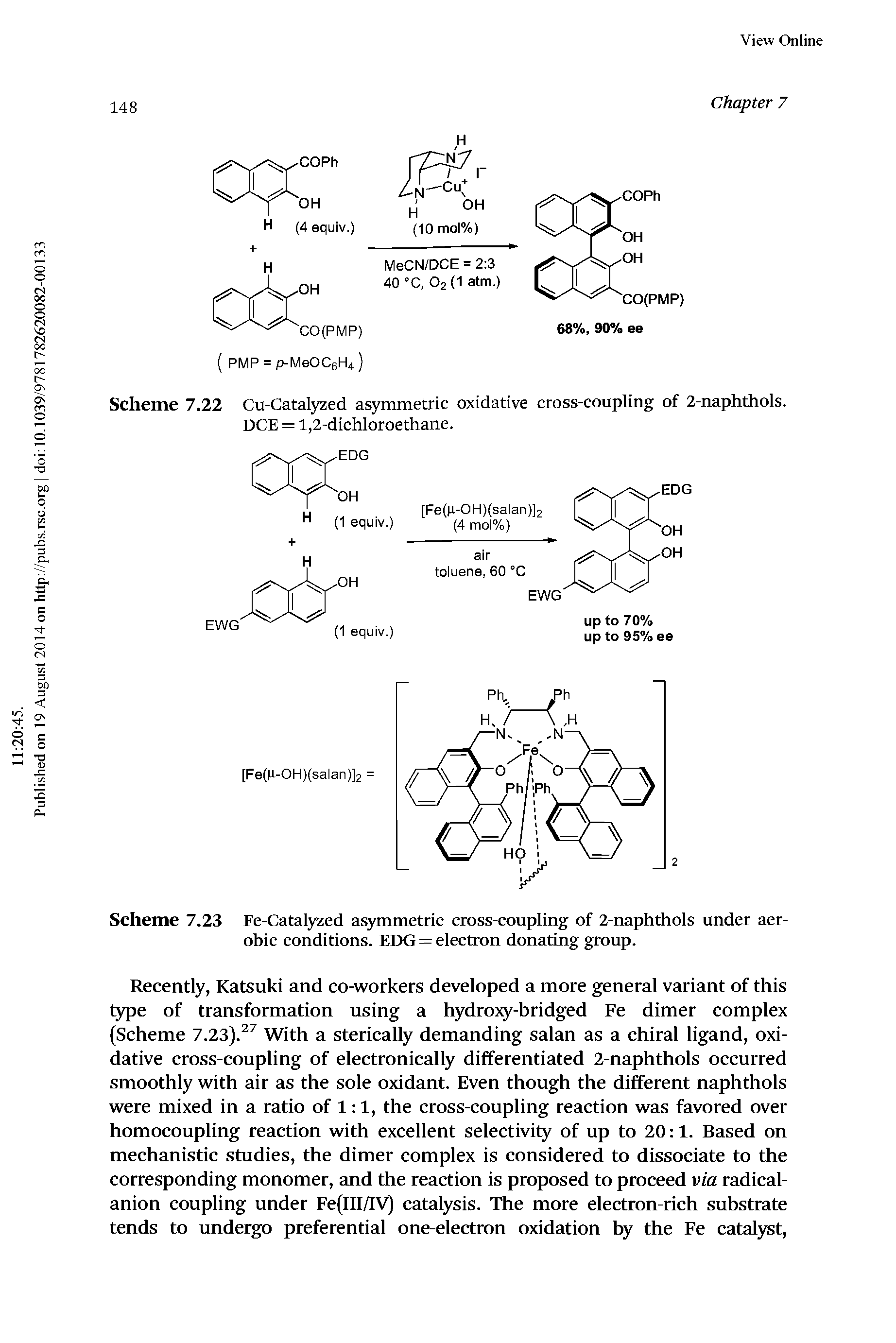 Scheme 7.22 Cu-Catalyzed asymmetric oxidative cross-coupling of 2-naphthols. DCE = 1,2-dichloroethane.