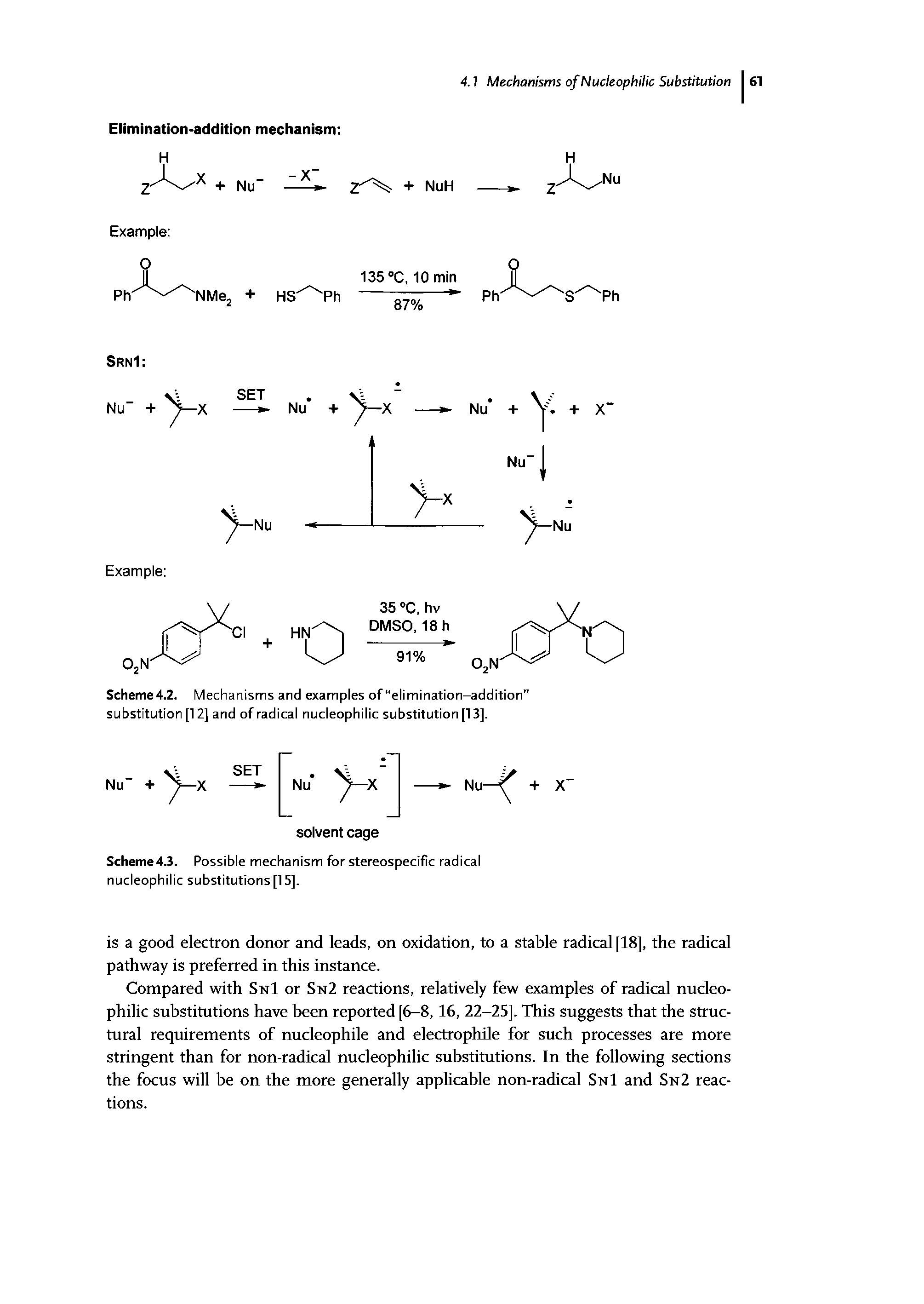 Scheme4.3. Possible mechanism for stereospecific radical nucleophilic substitutions [15],...