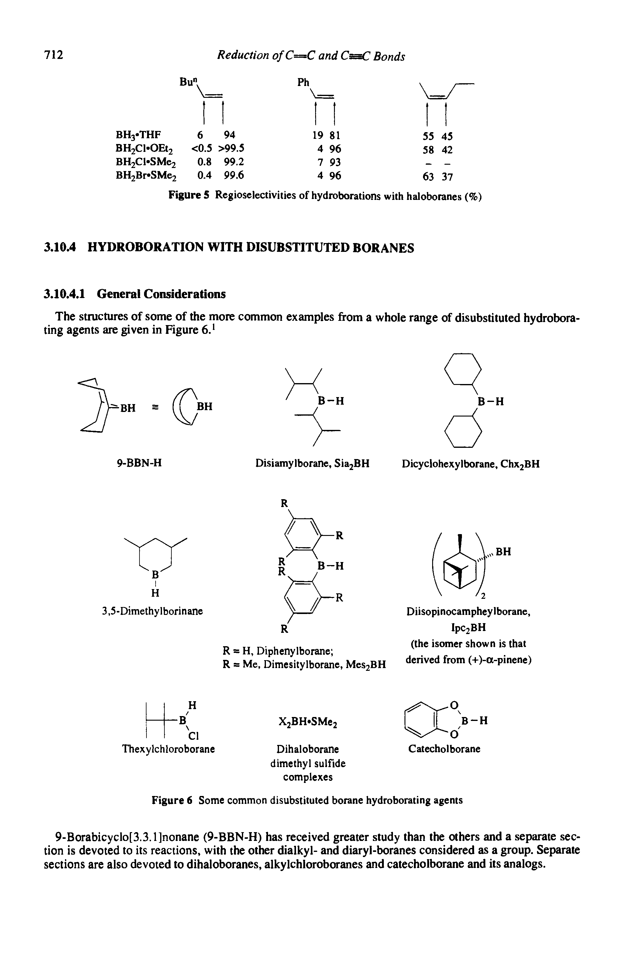 Figure 6 Some common disubstituted borane hydroborating agents...